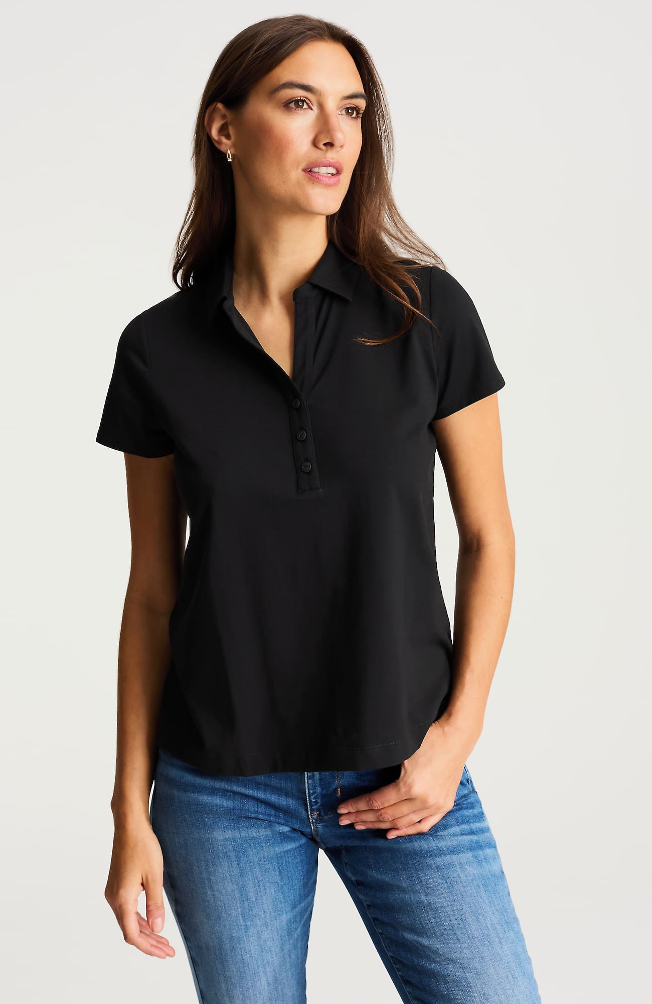 Jjill Fit Progress Knit Polo In Black