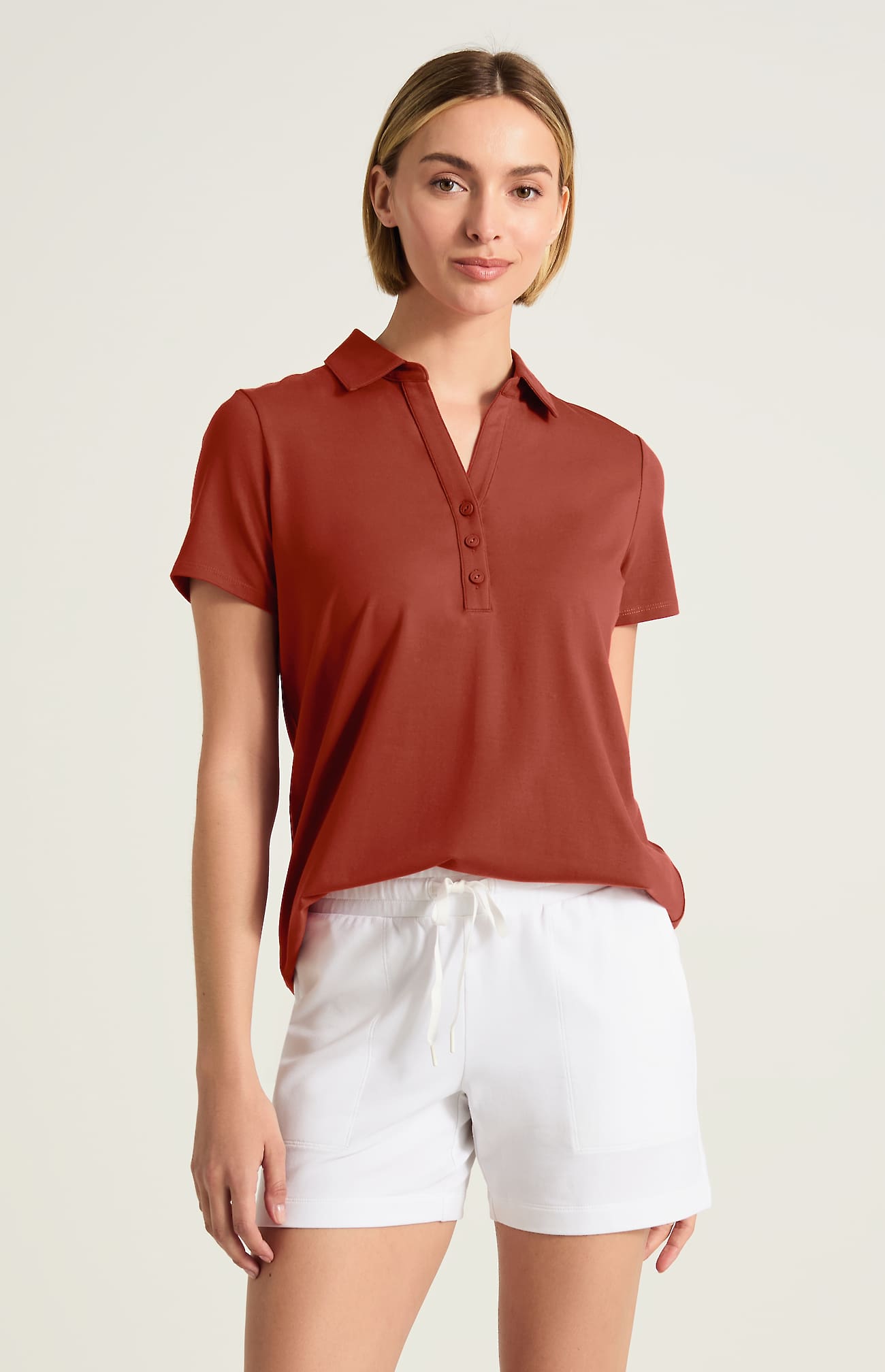 Jjill Petite Fit Progress Knit Polo In Pottery