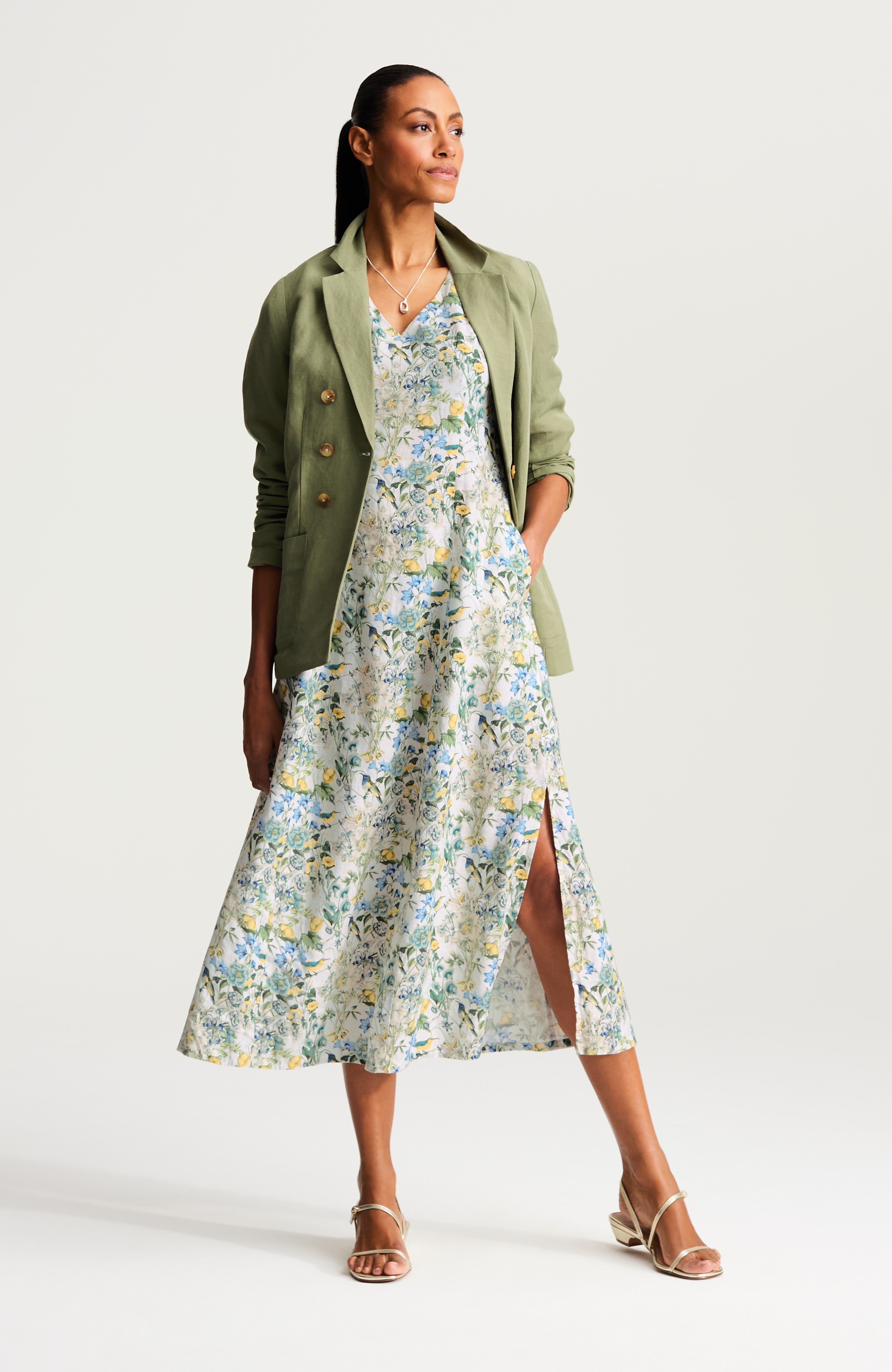 linen a-line maxi dress