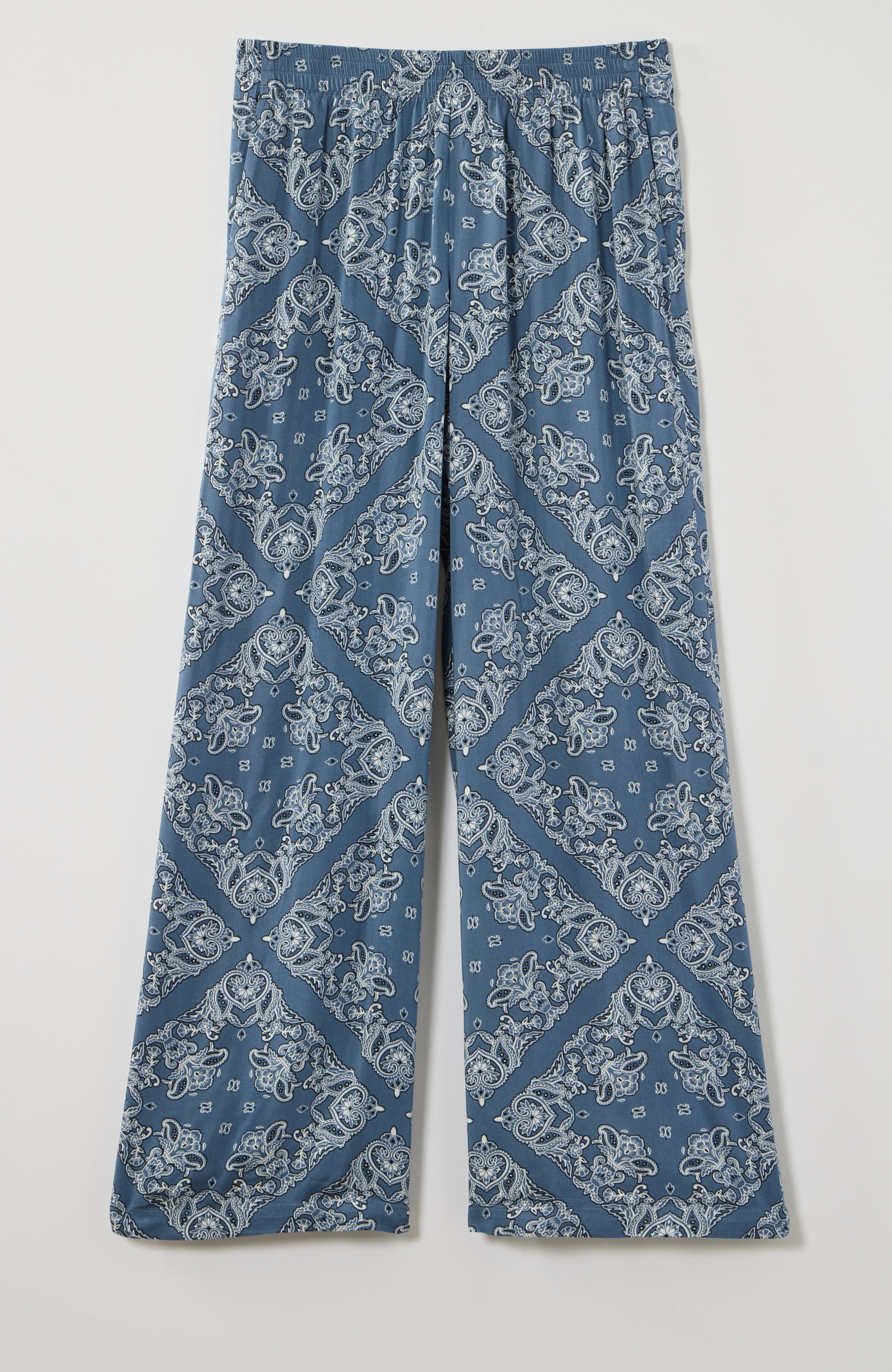satin printed wide-leg pants