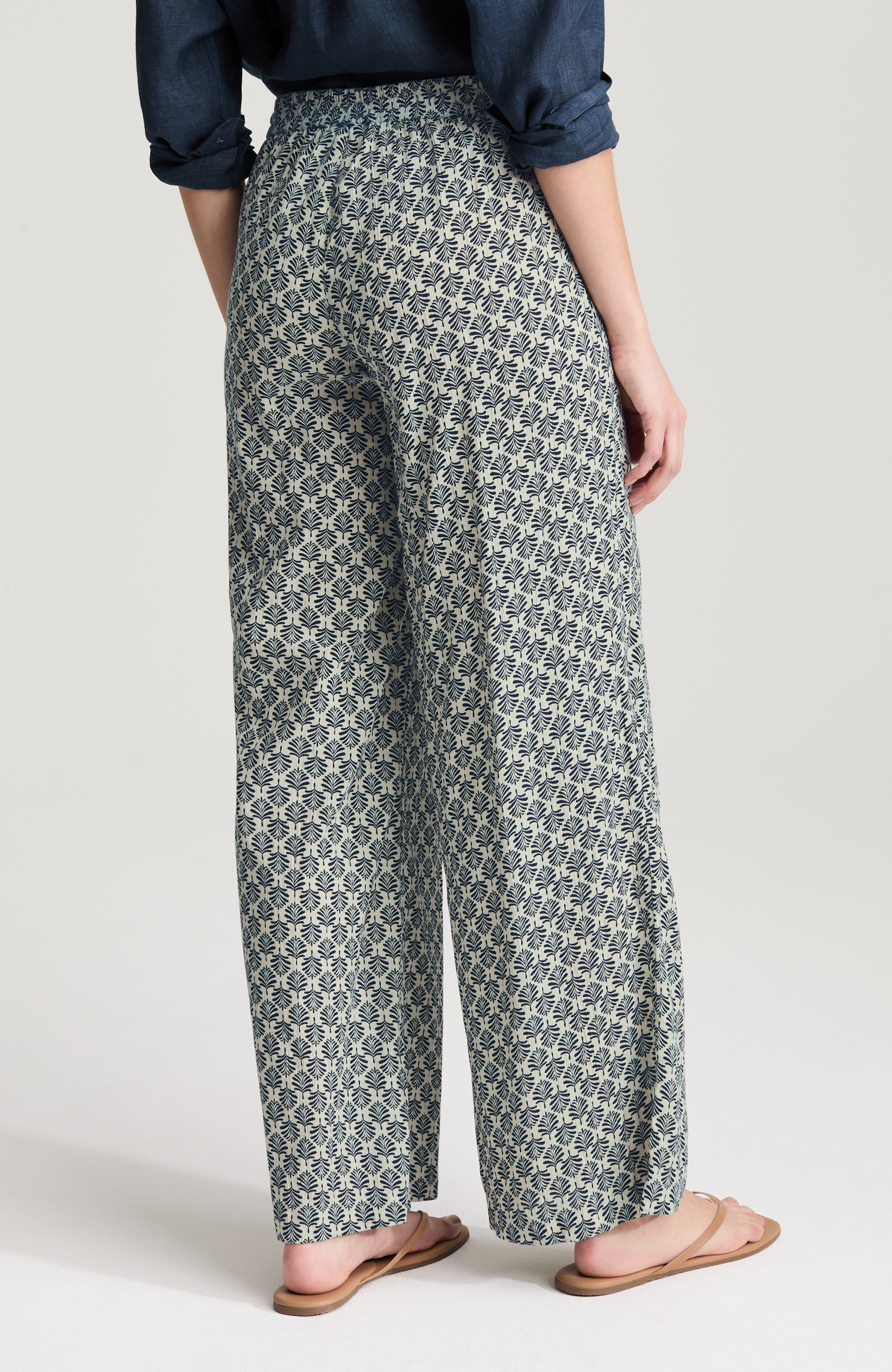 cotton voile wide-leg pants