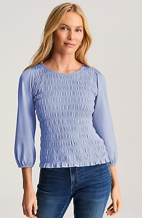 Image for Smocked 3/4-Sleeve Top