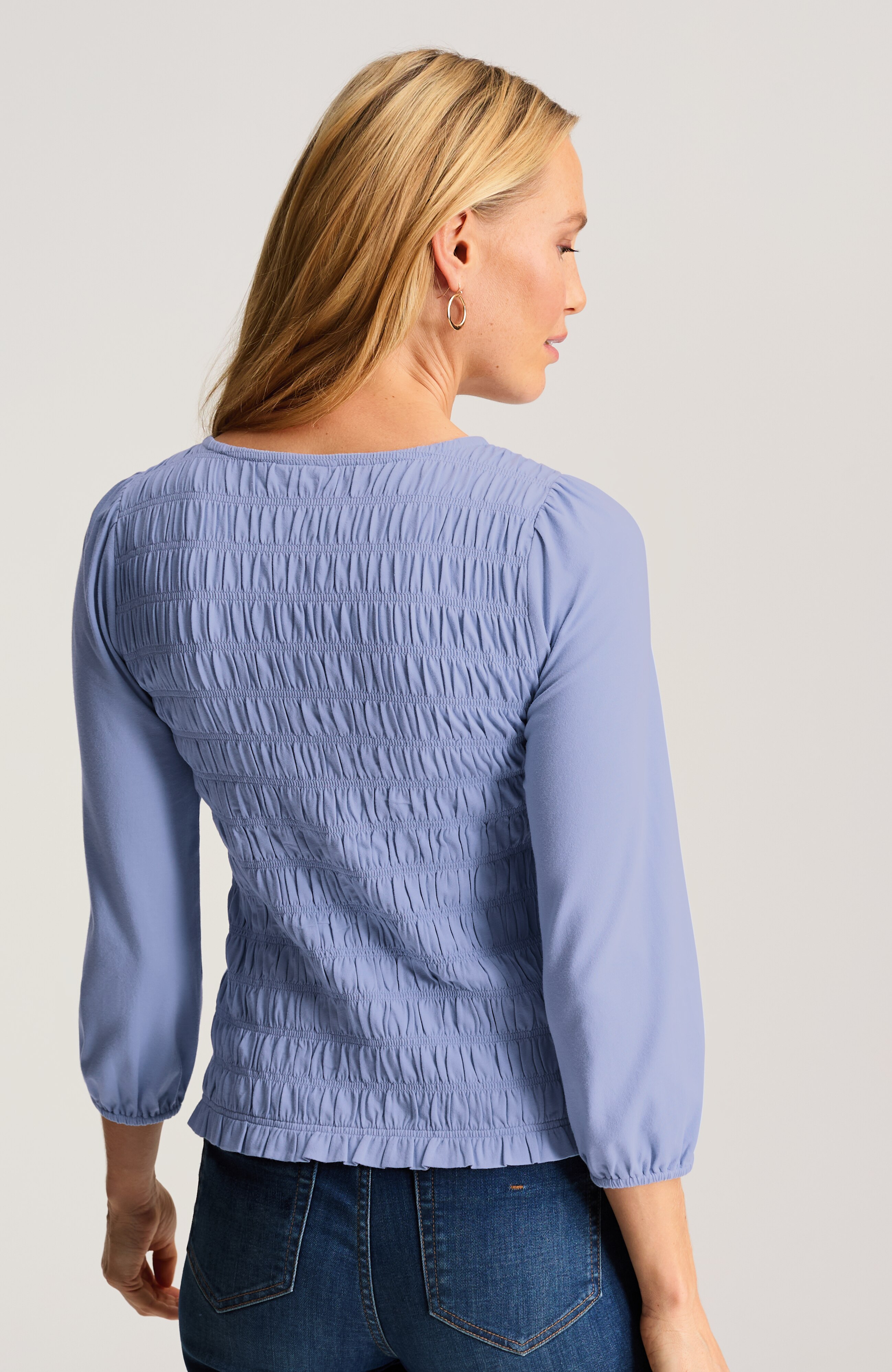Smocked 3/4-Sleeve Top | JJill