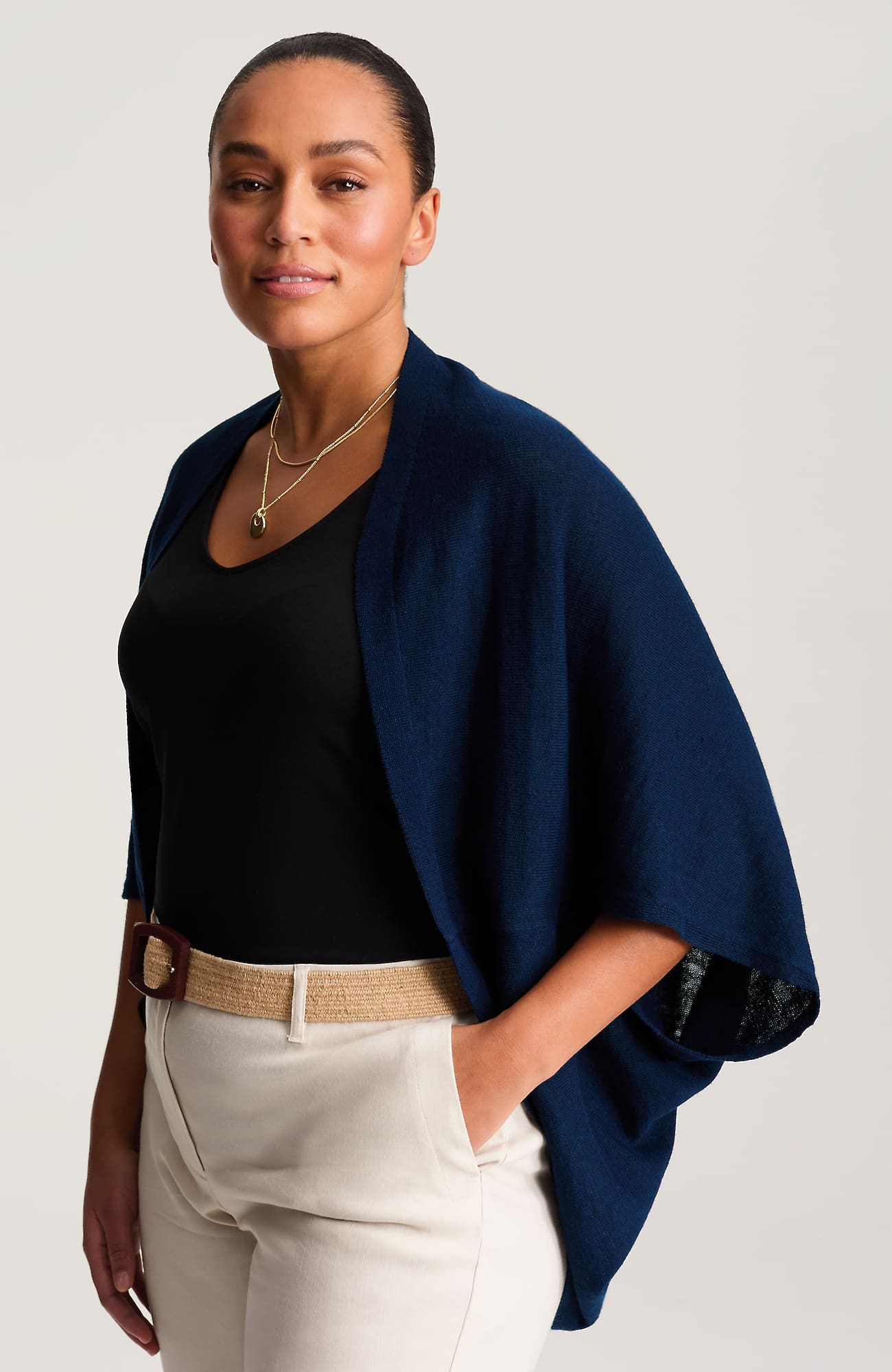 Jjill Lightweight Sweater-knit Shrug In Blue