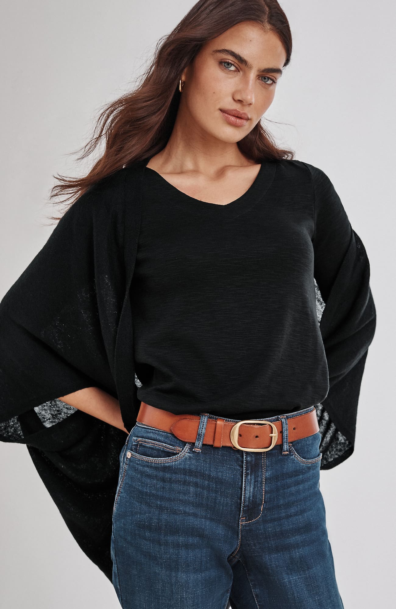 Jjill Lightweight Sweater-knit Shrug In Black