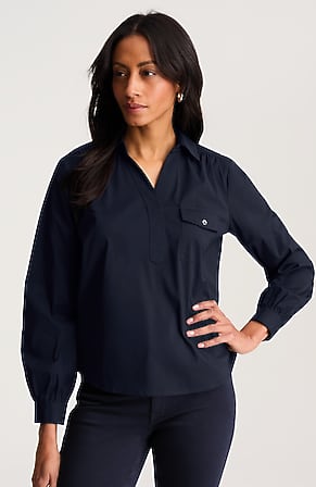 Image for Shirred Cotton-Stretch Top