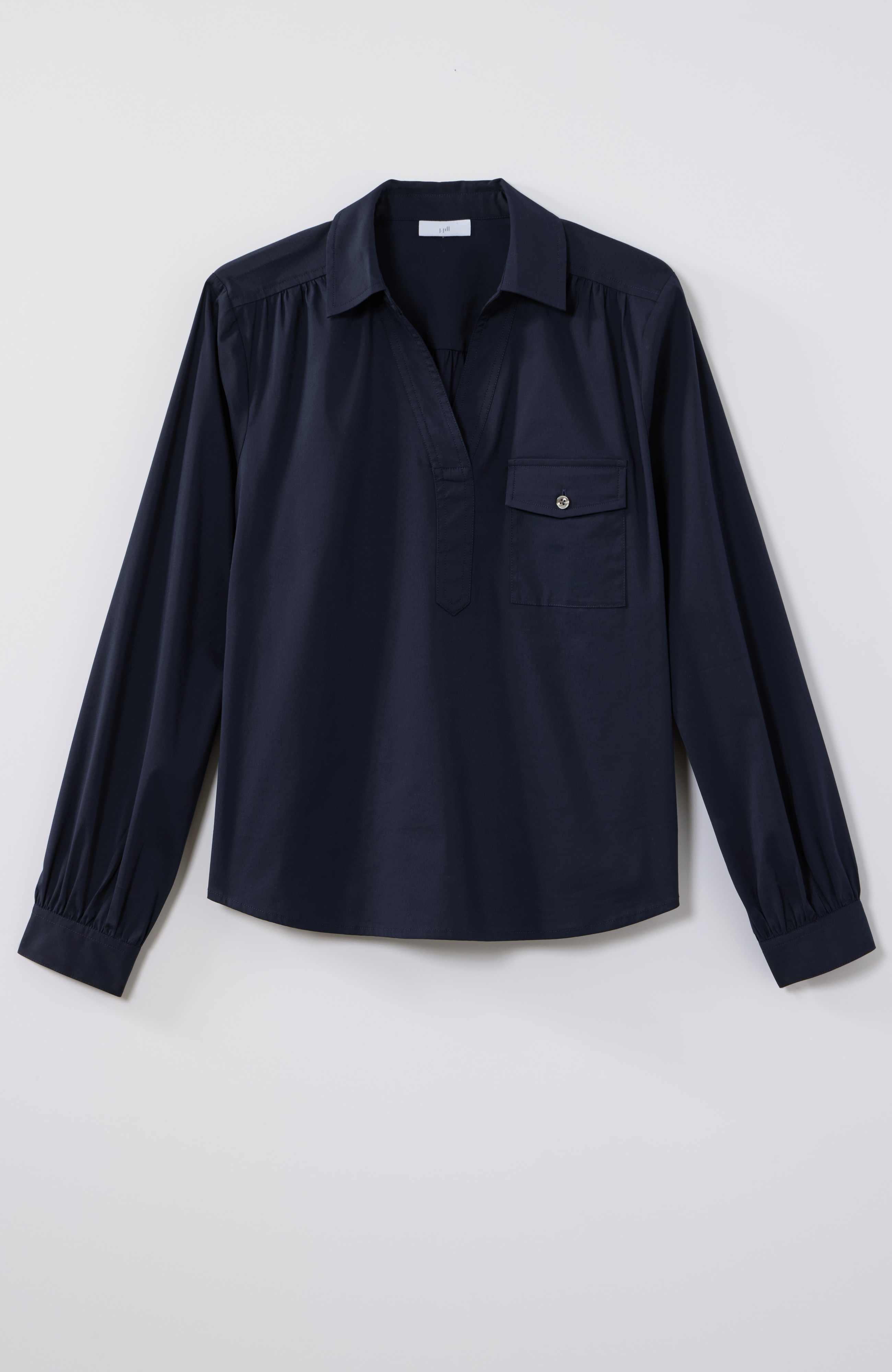 shirred cotton-stretch top