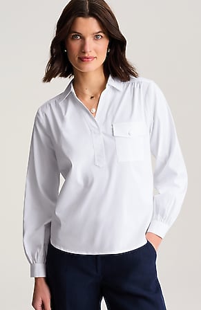 Image for Shirred Cotton-Stretch Top