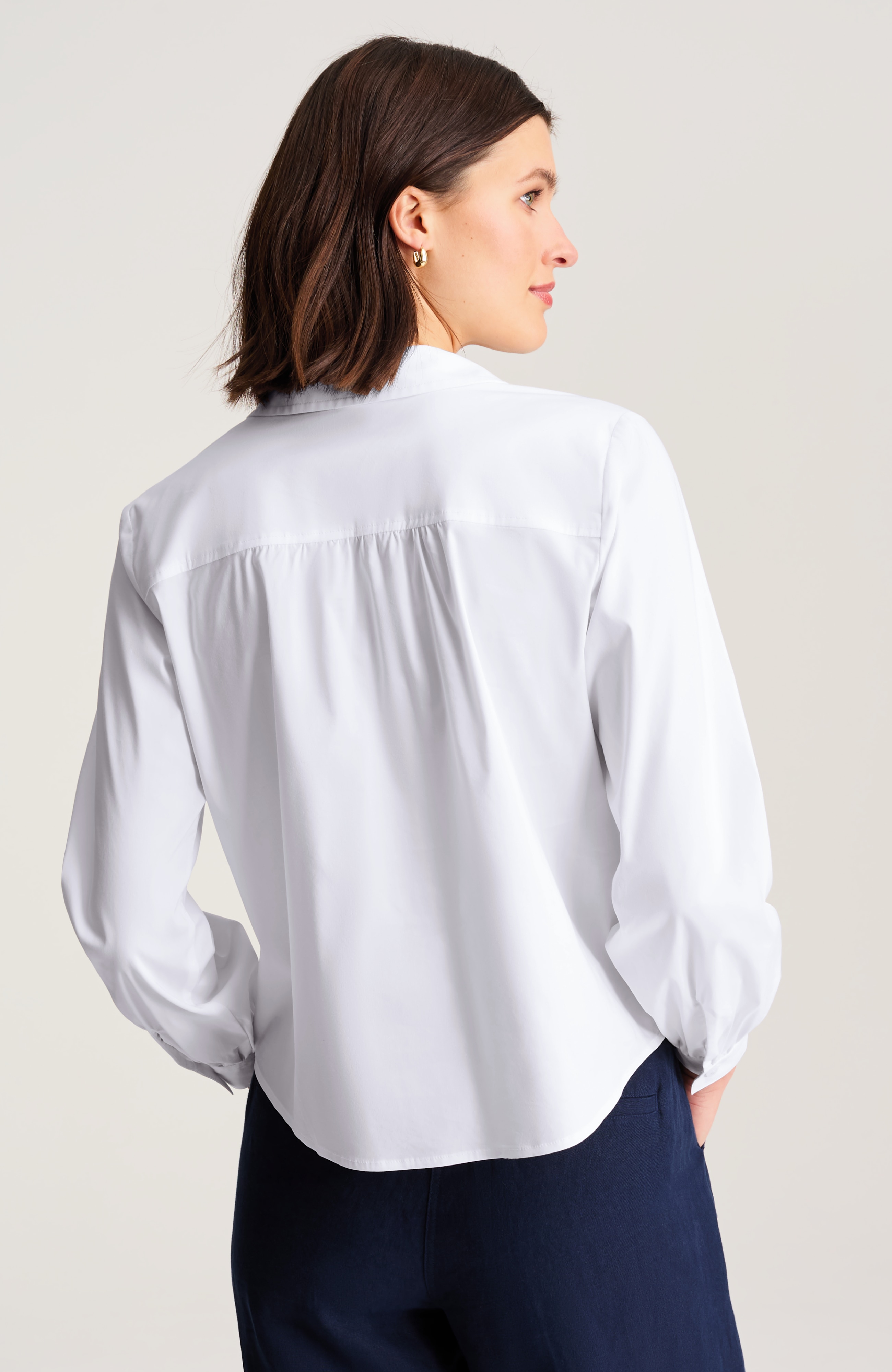 SHIRRED COTTON-STRETCH TOP | JJill