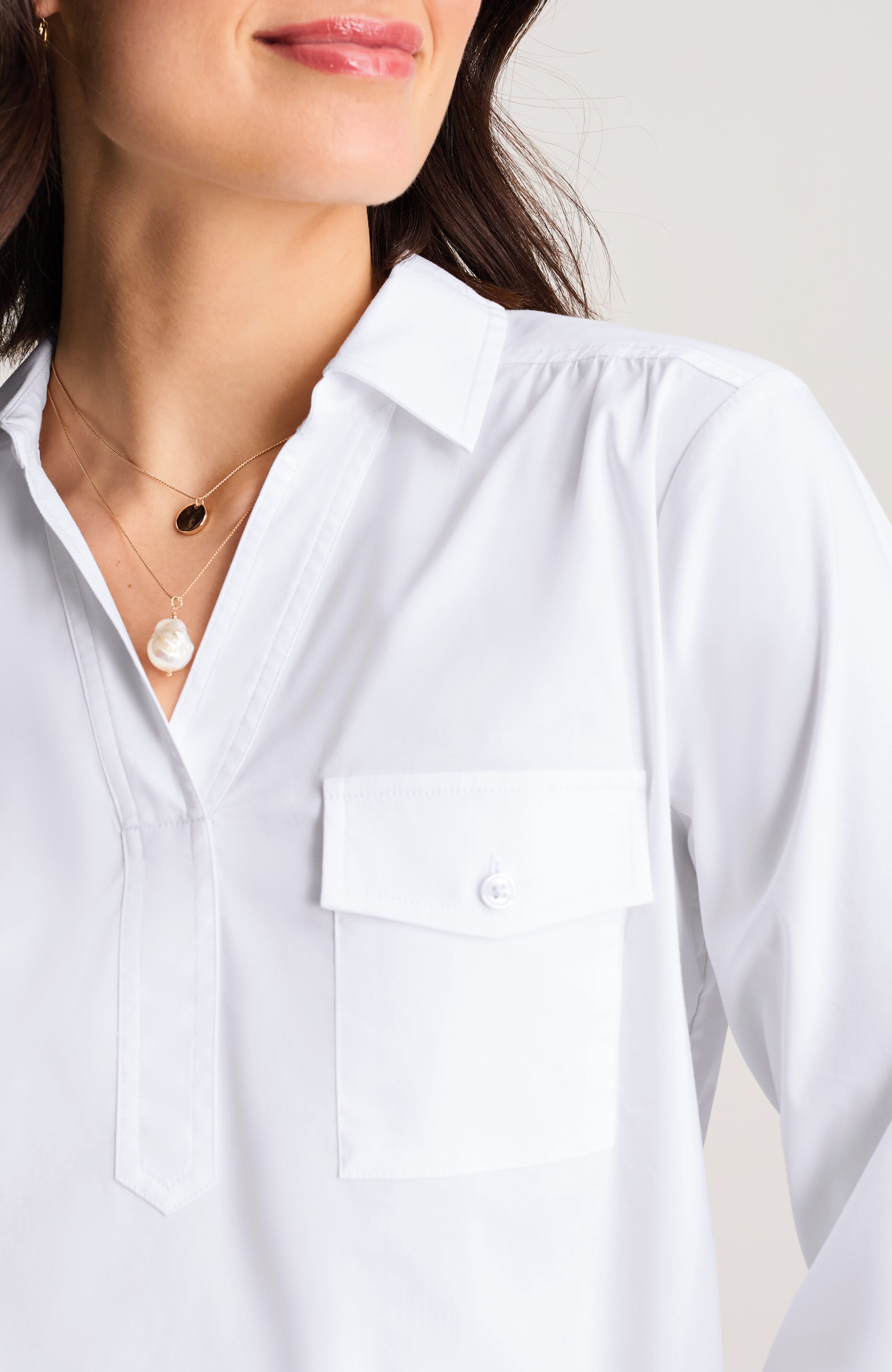 SHIRRED COTTON-STRETCH TOP | JJill