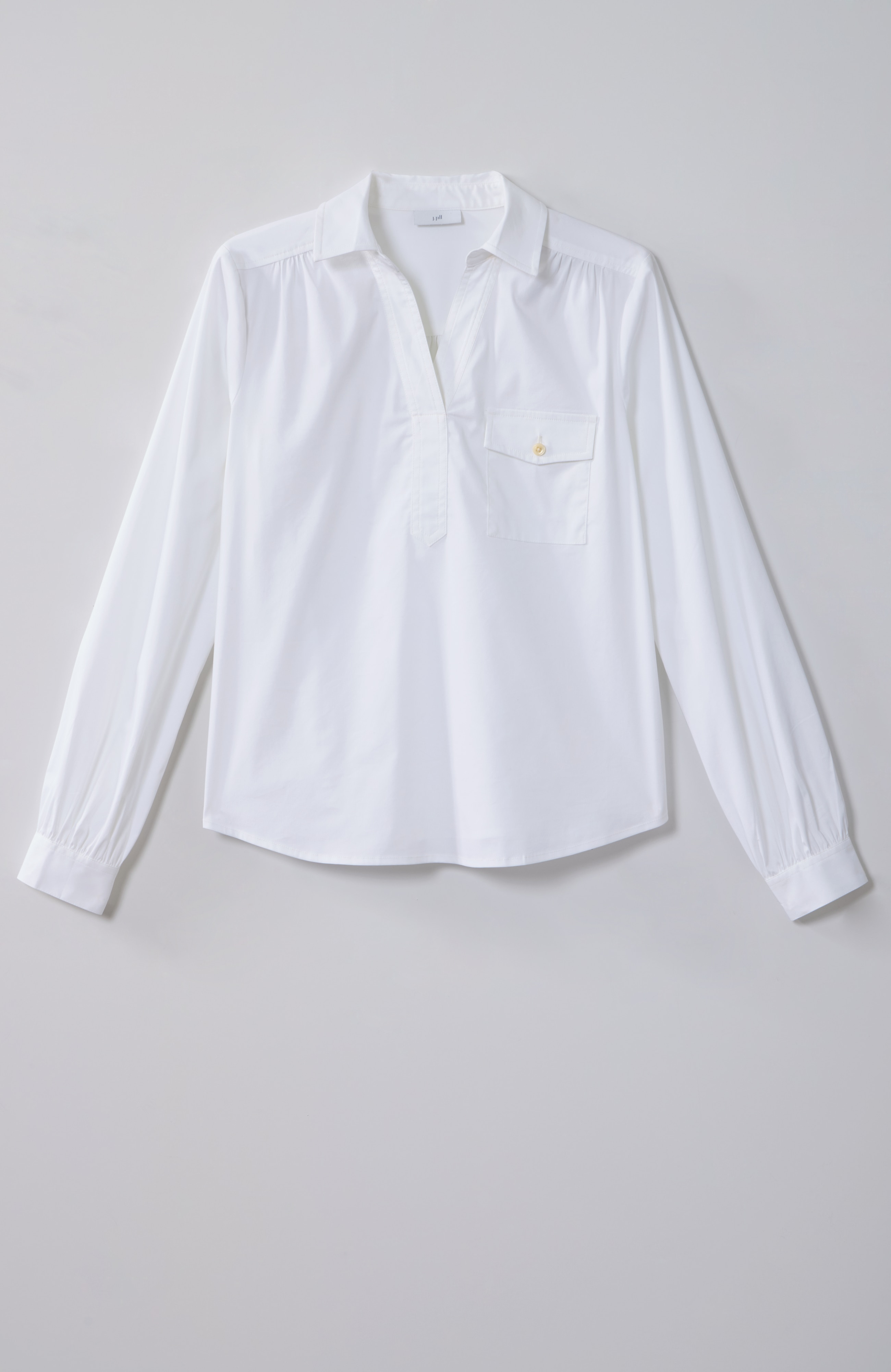 SHIRRED COTTON-STRETCH TOP | JJill