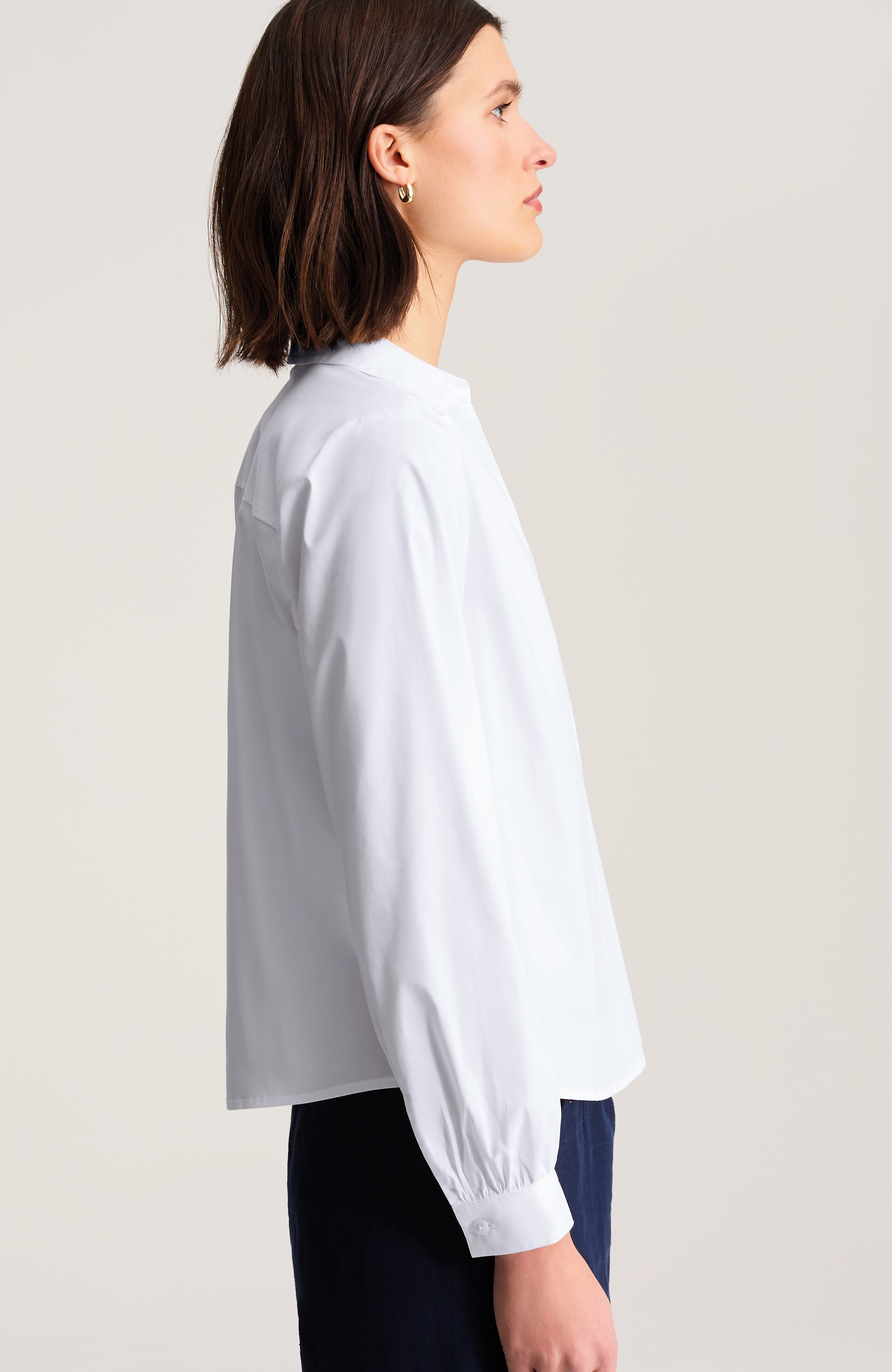 SHIRRED COTTON-STRETCH TOP | JJill