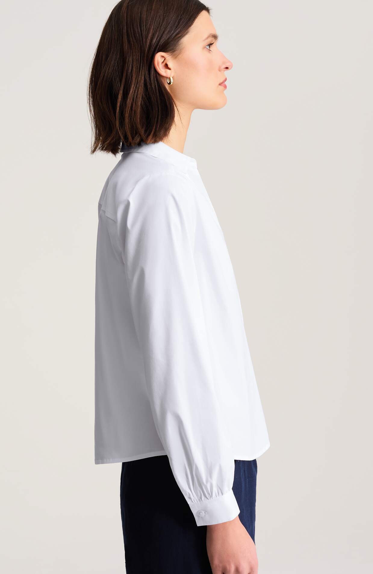 Shirred Cotton-Stretch Top | JJill