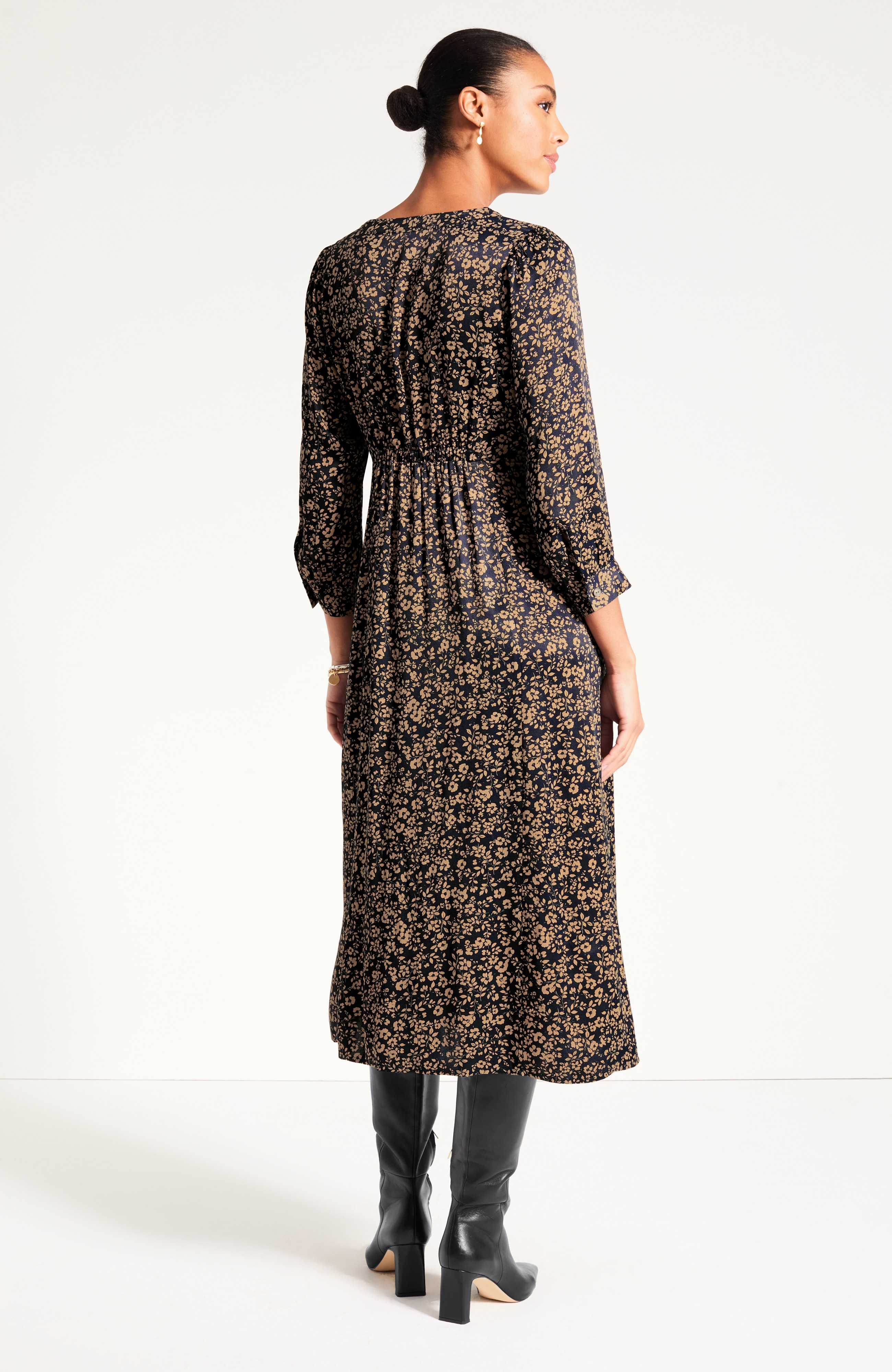 Printed Button-Front Dress