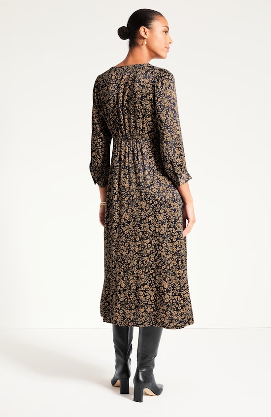 Printed Button-Front Dress