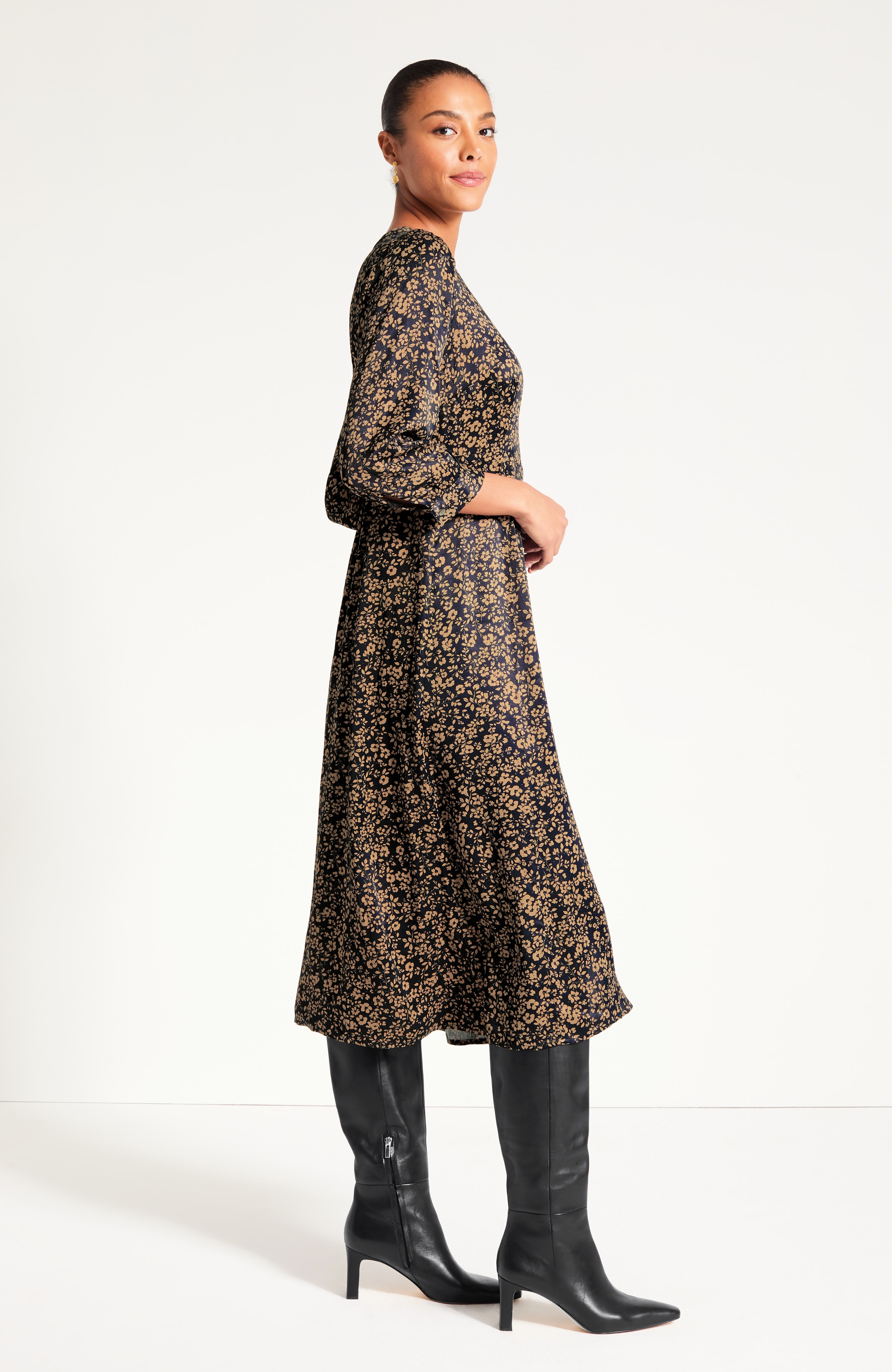 Printed Button-Front Dress