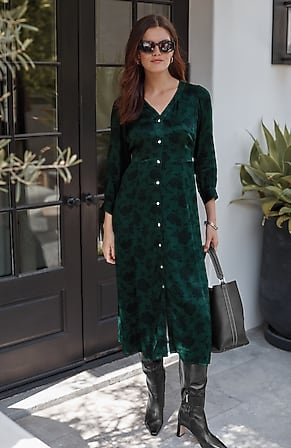 Image for Printed Button-Front Dress