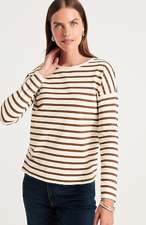 Image for Striped Textured-Knit Top