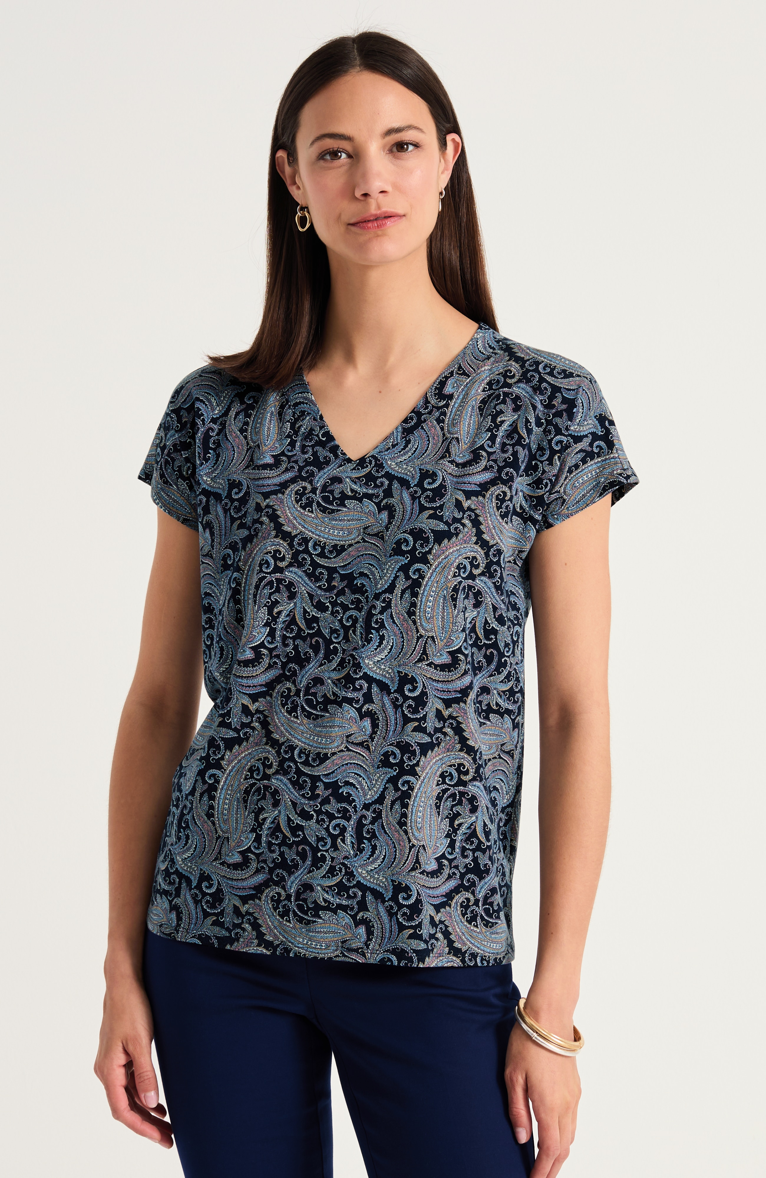 Paisley Printed Knit Top | JJill