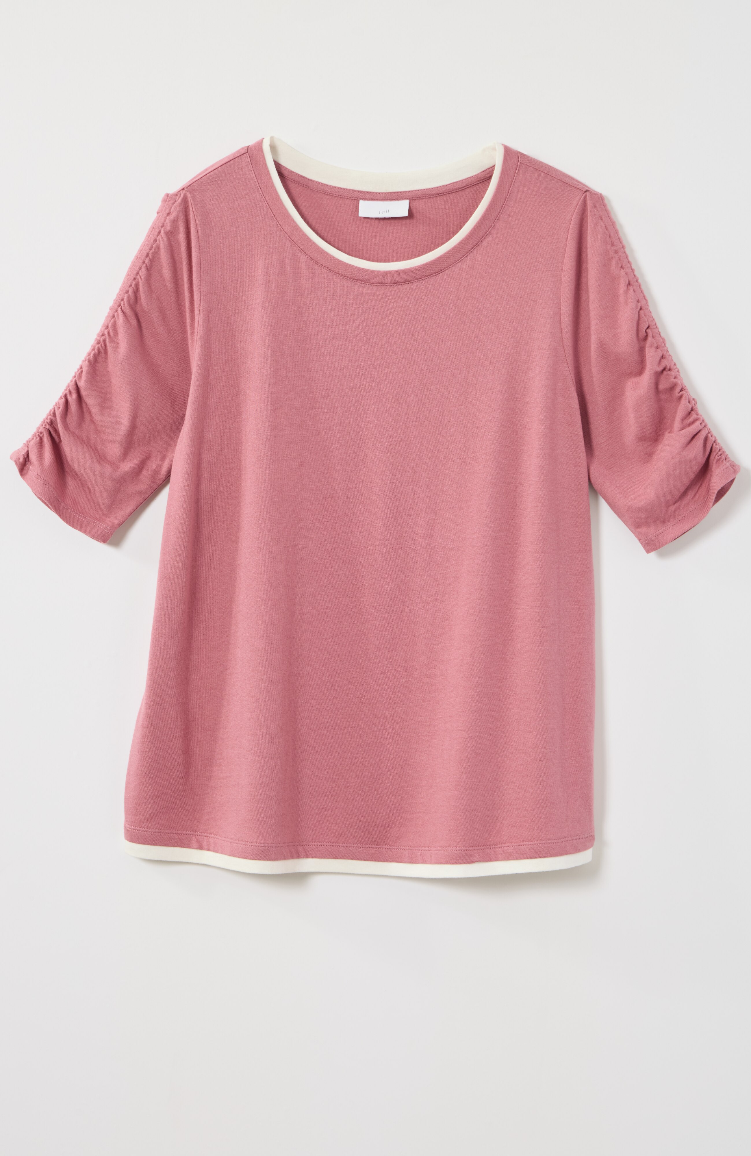 Ruched-Sleeve Layered-Look Top