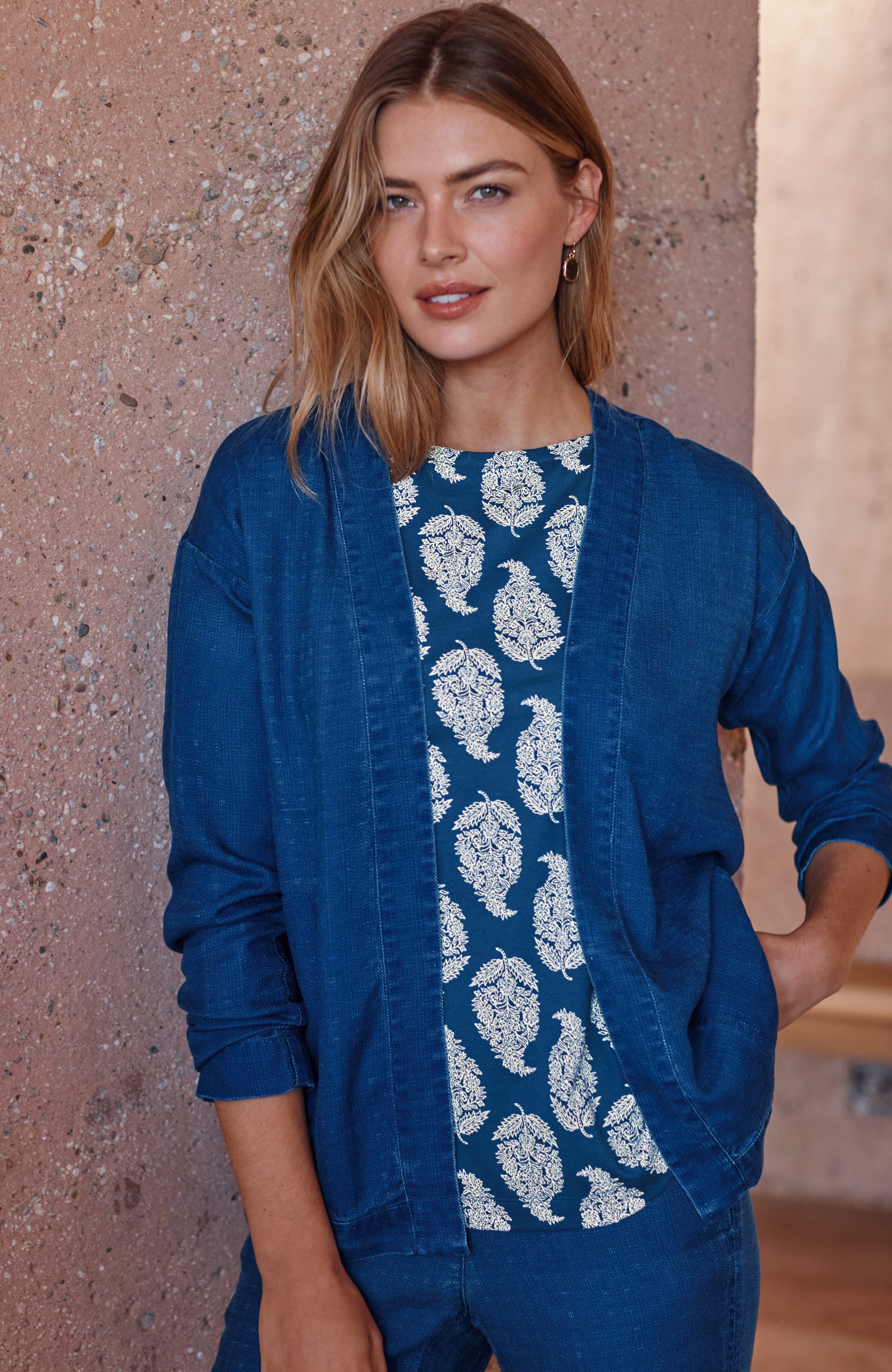 Pure Jill Indigo Dobby Jacket