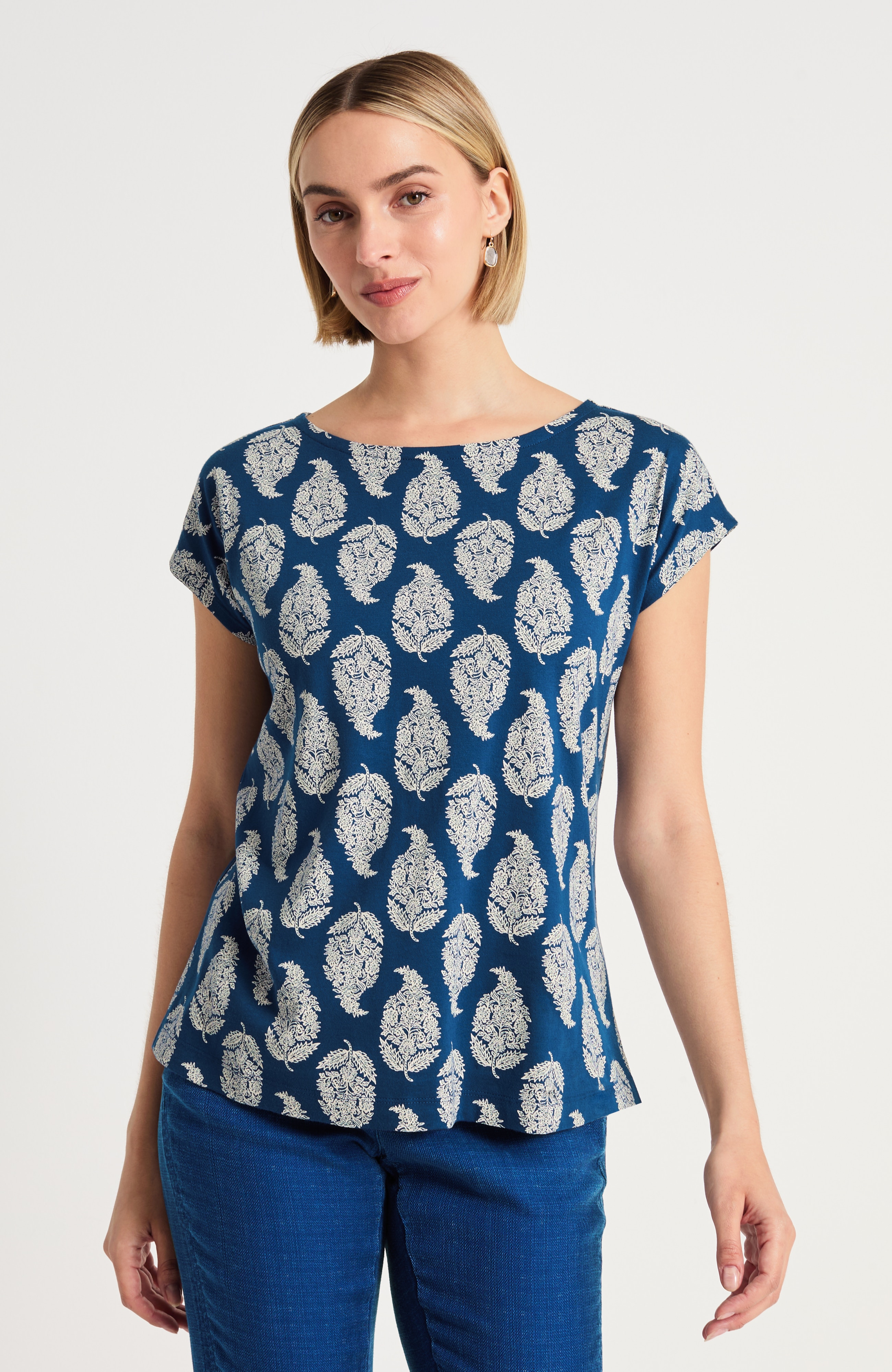 Pure Jill Paisley Cap-Sleeve Tee | JJill