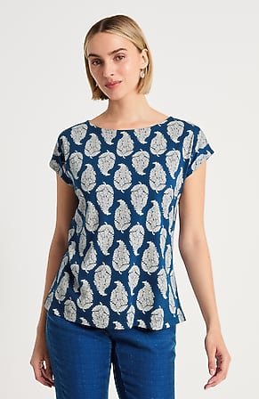 Image for Pure Jill Paisley Cap-Sleeve Tee