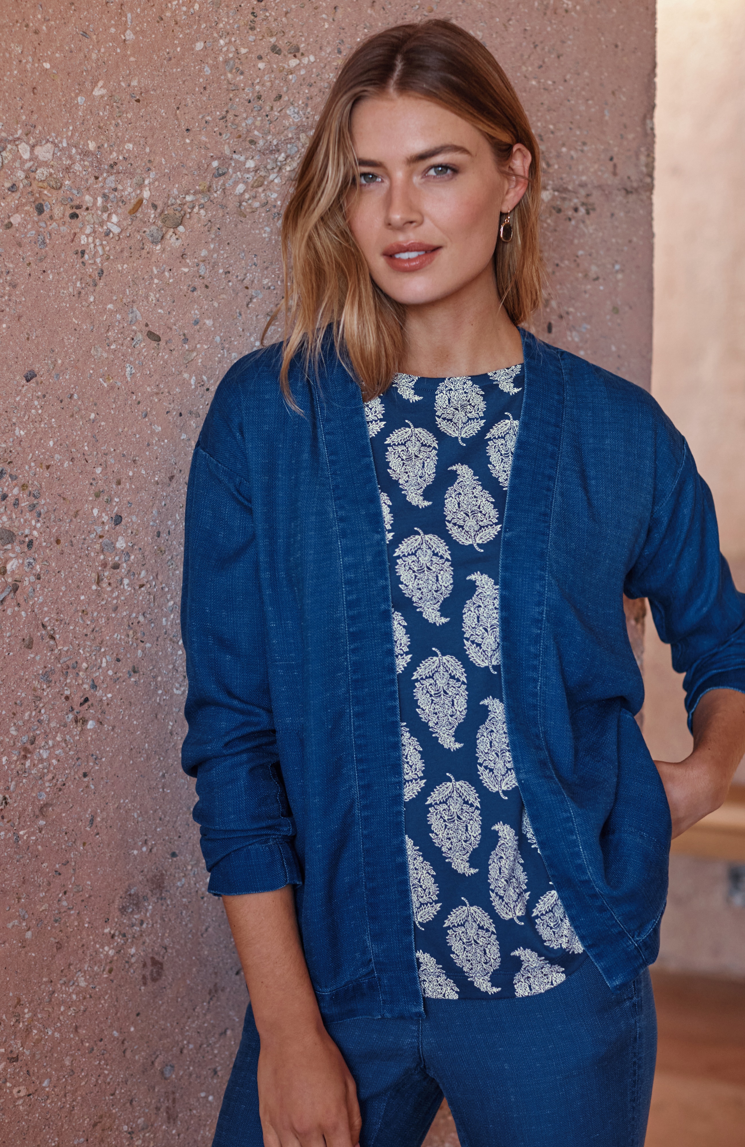 Pure Jill Paisley Cap-Sleeve Tee