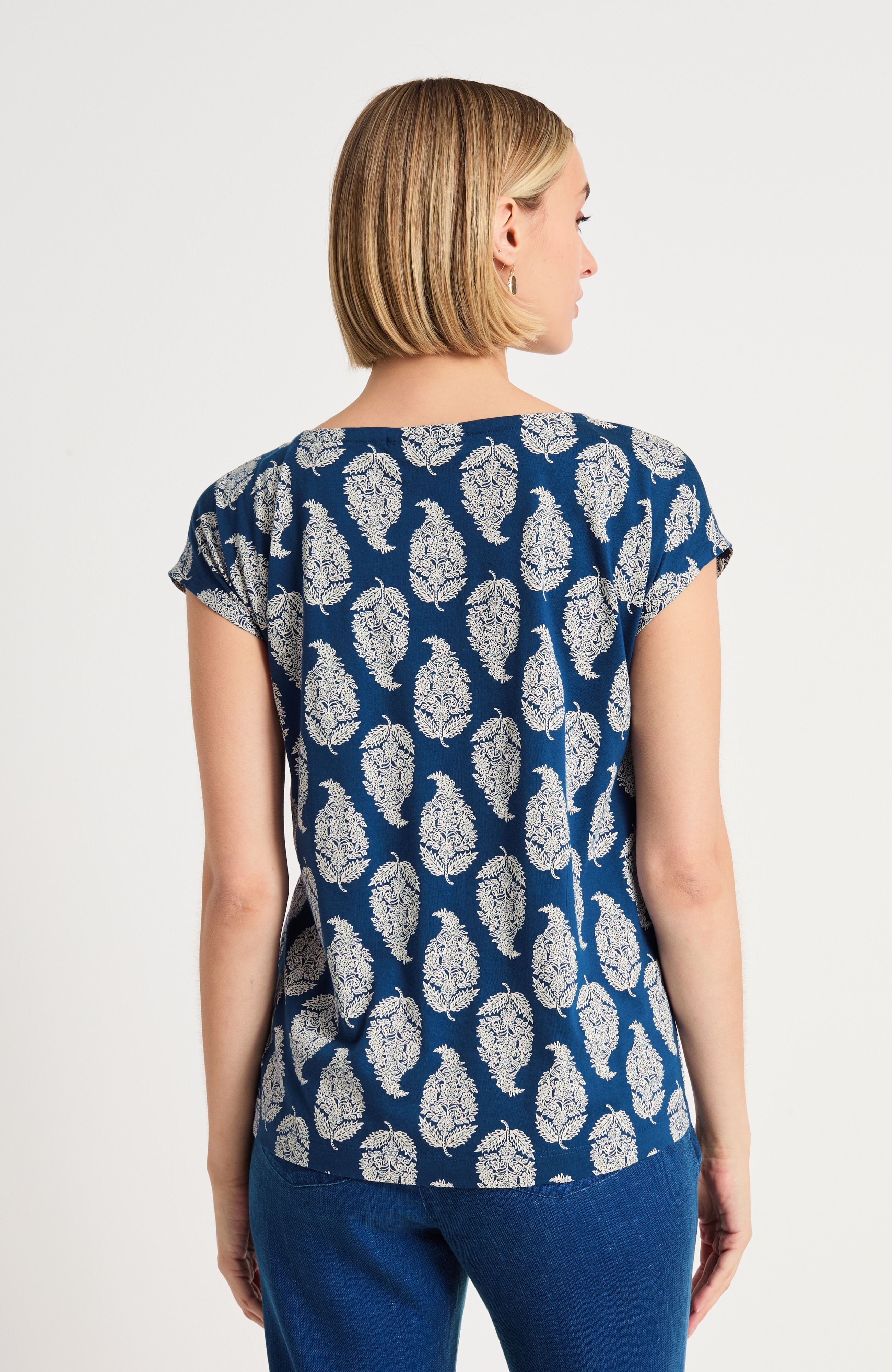 Pure Jill Paisley Cap-Sleeve Tee