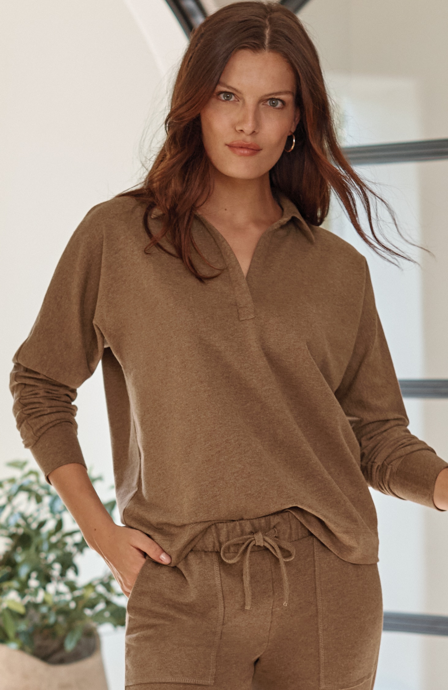 Getaway Split-Neck Sweatshirt | JJill