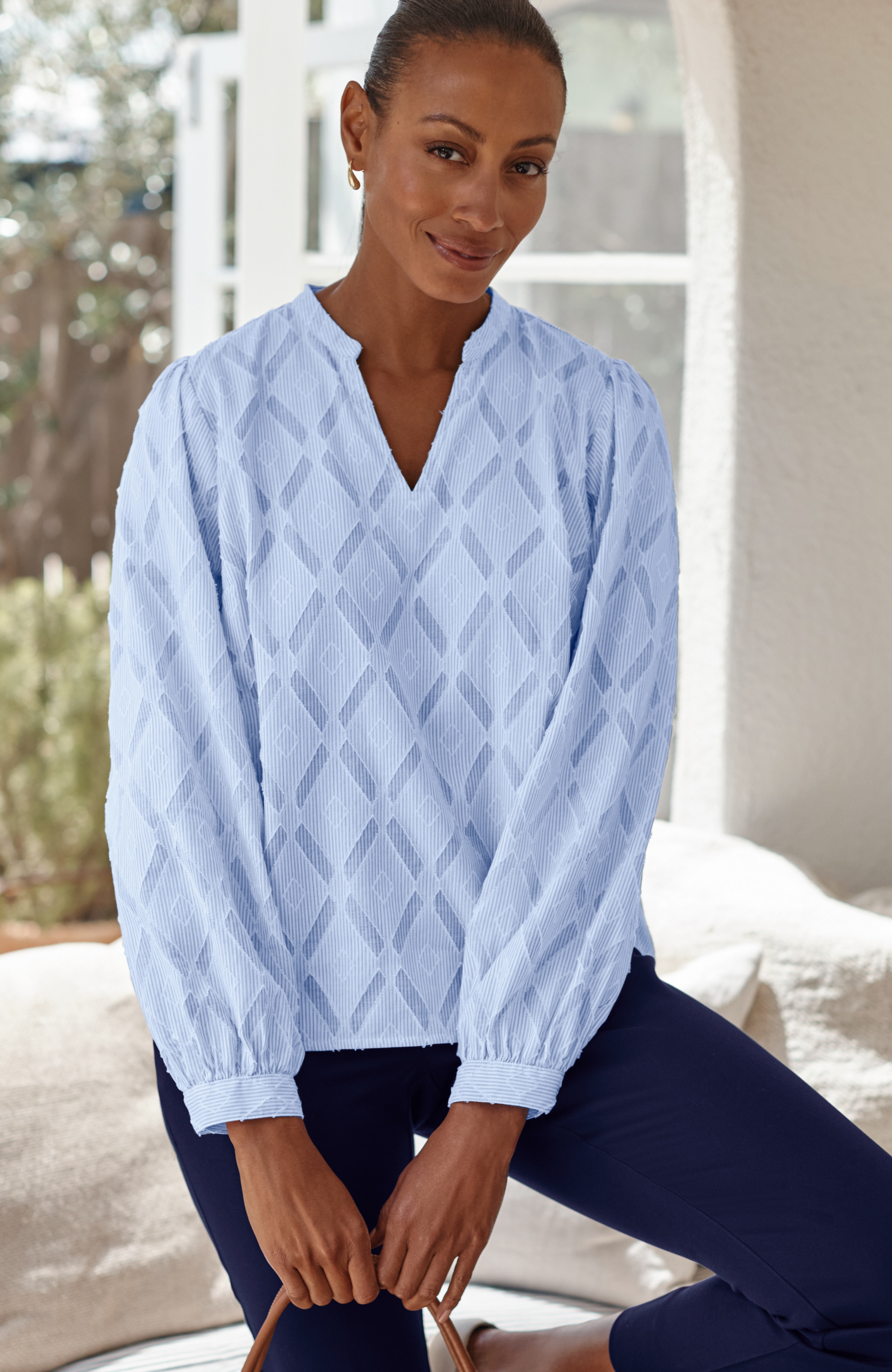 Clipped Jacquard Cotton Shirt | JJill