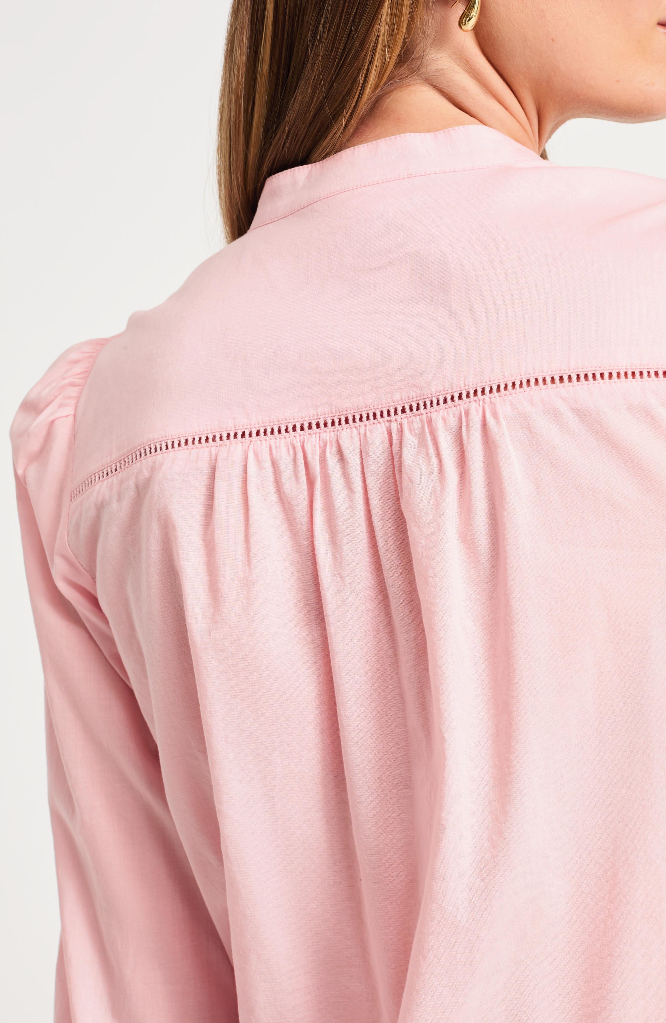 Trimmed-Detail Shirred Top