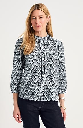 Image for Trimmed-Detail Shirred Top