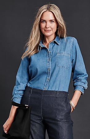 Image for Chambray Button-Front Shirt