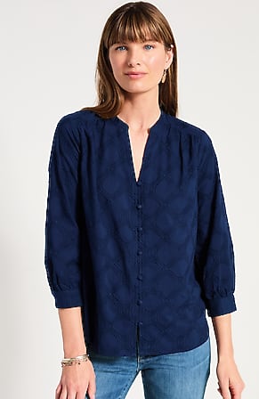 Image for Embroidered Button-Front Top