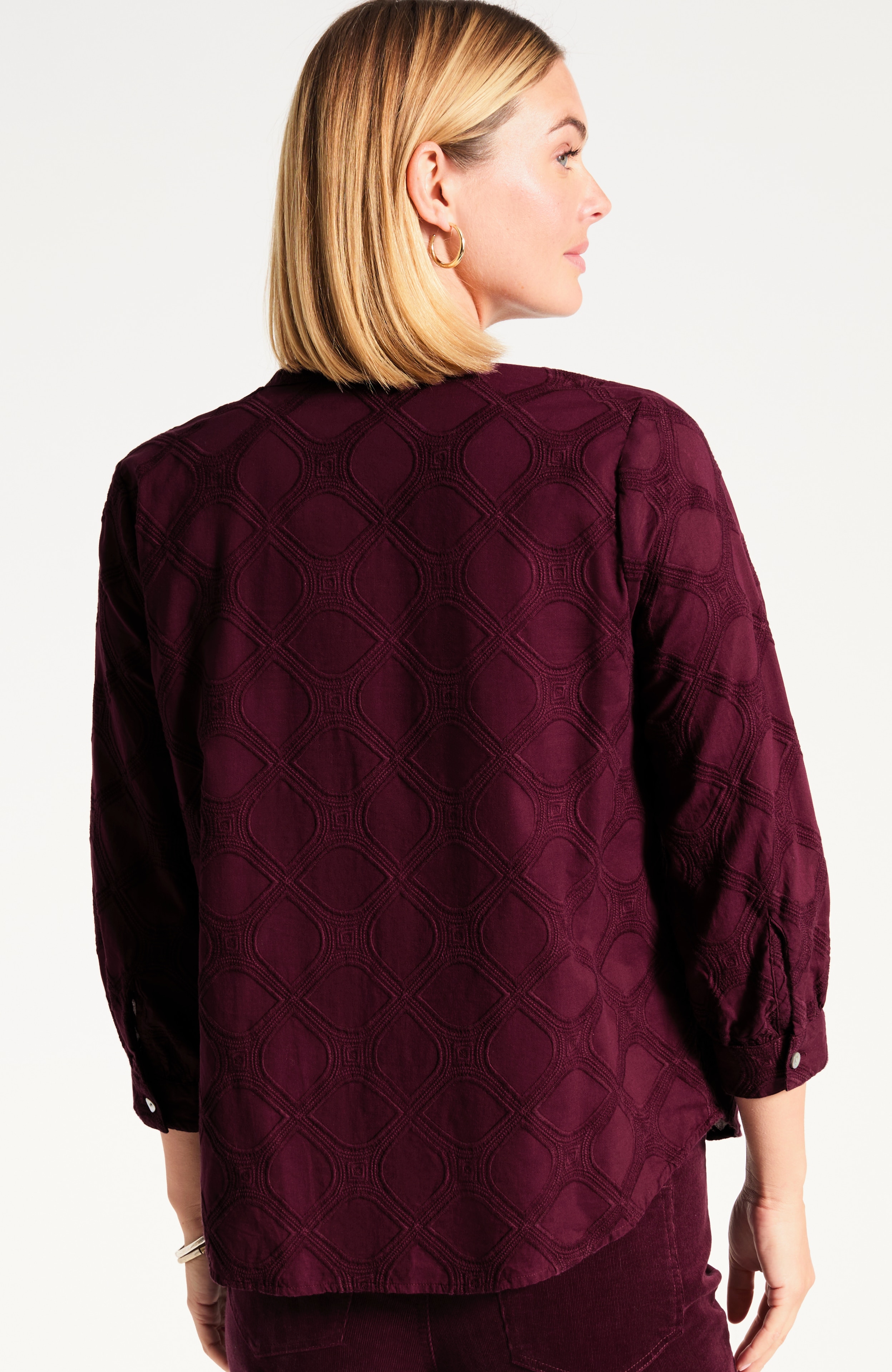 Embroidered Button-Front Top