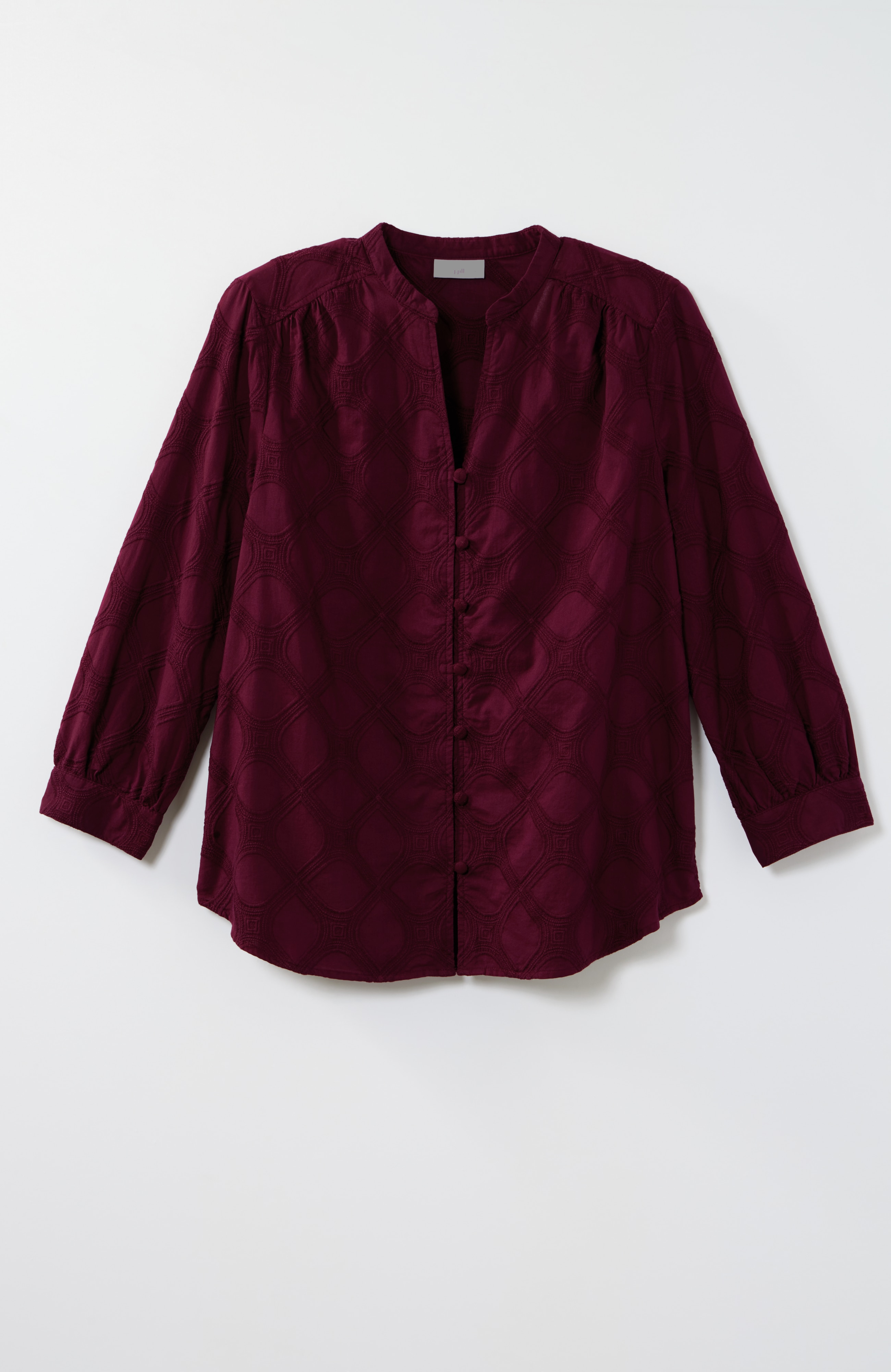 Embroidered Button-Front Top