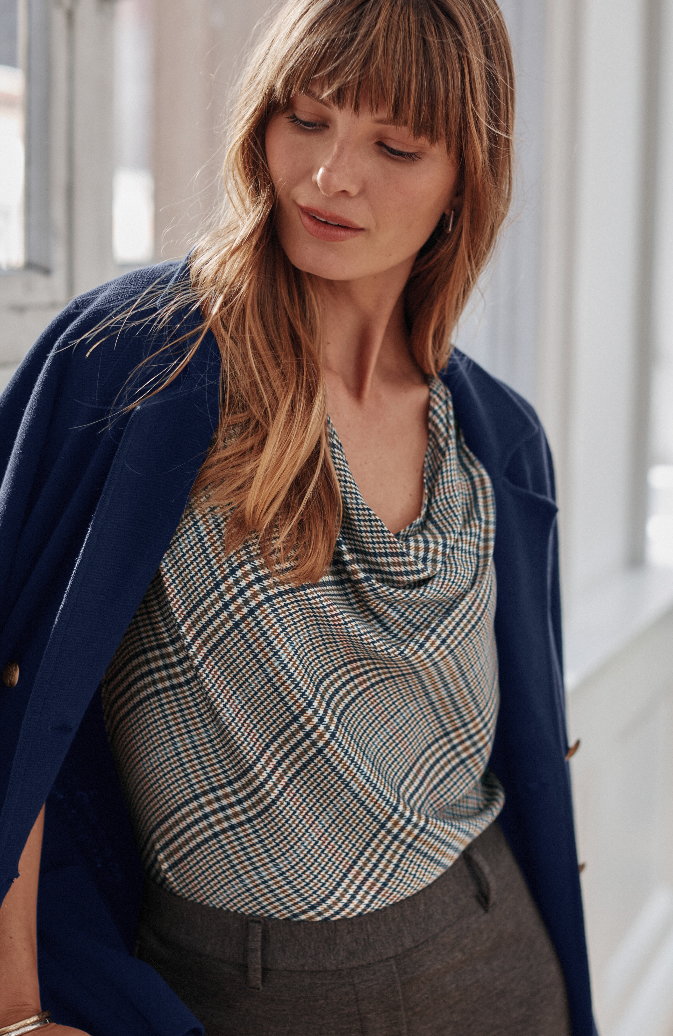 Satin Cowl-Neck Top