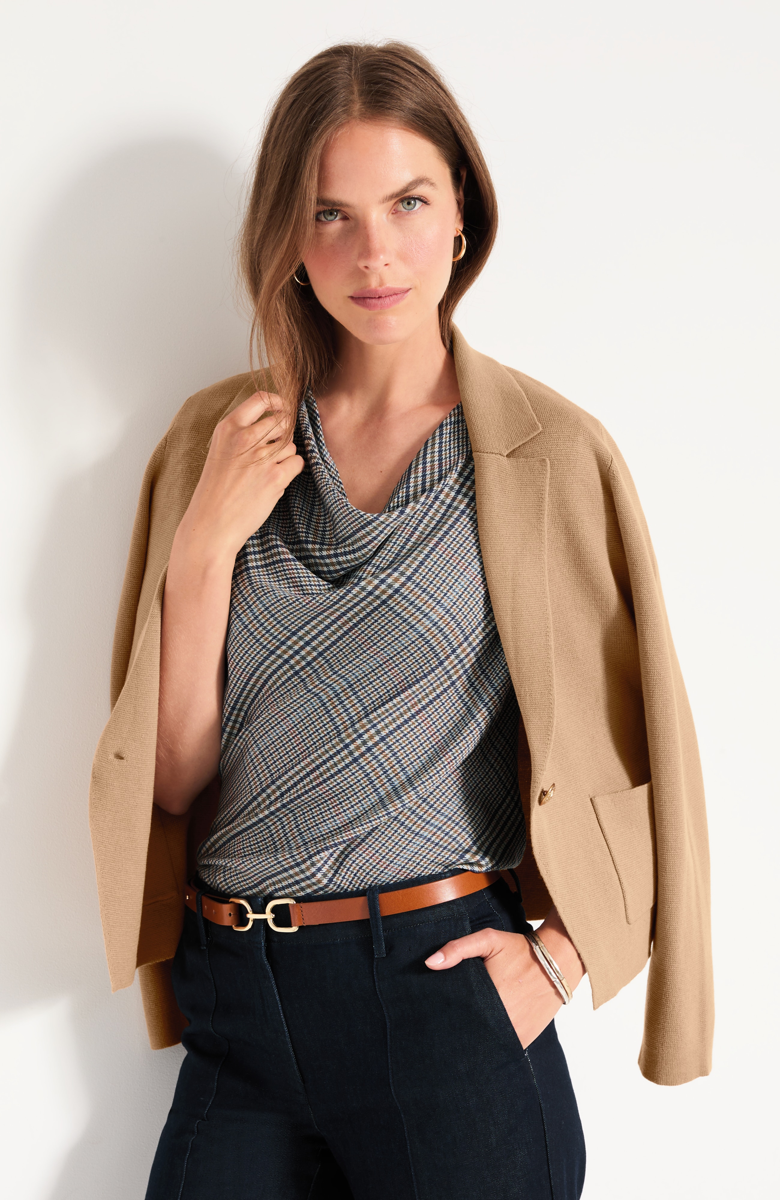 Satin Cowl-Neck Top