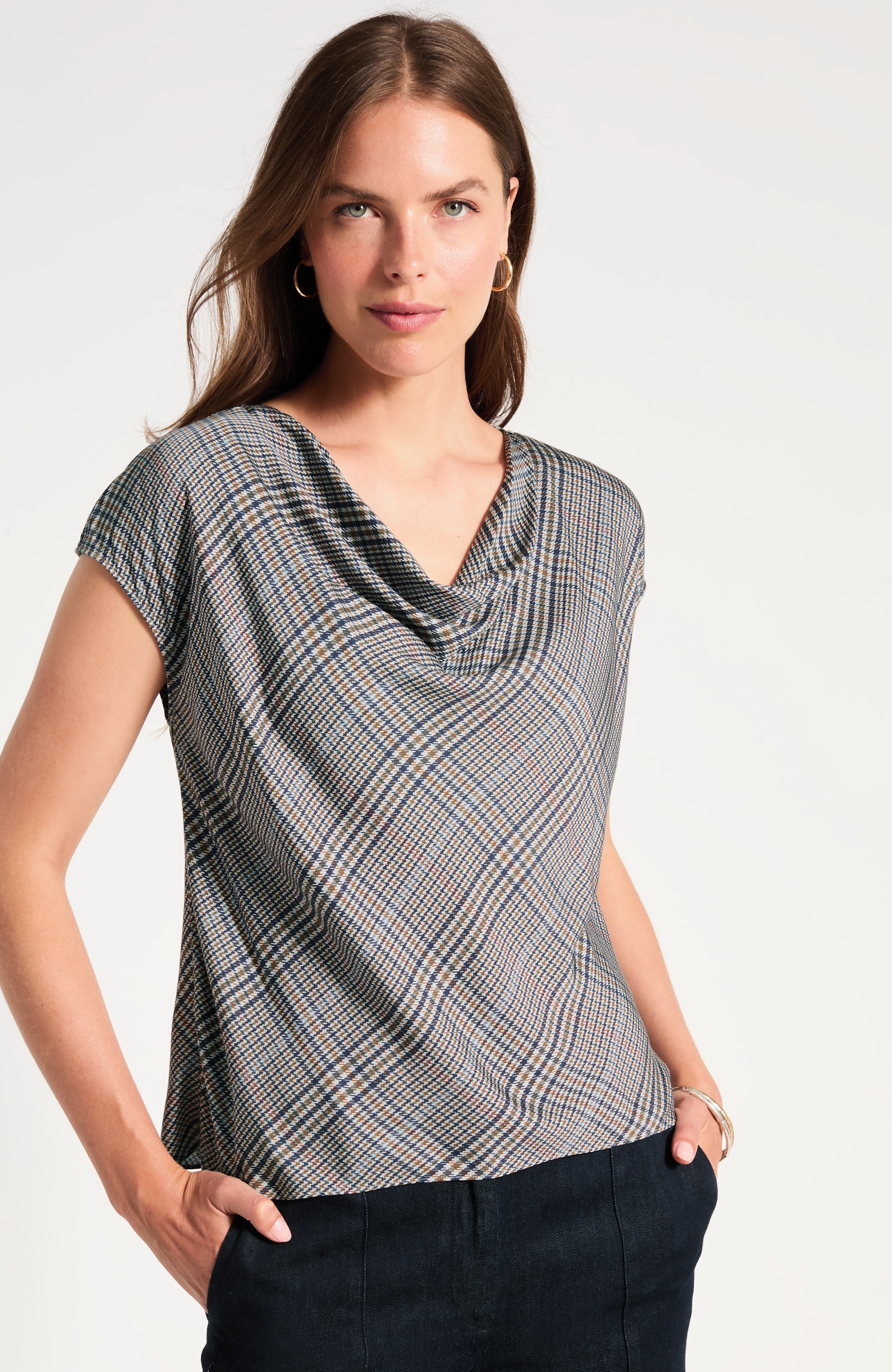 Satin Cowl-Neck Top