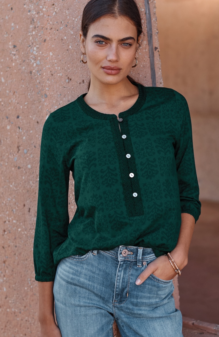 Primary view of the pure jill printed & embroidered top