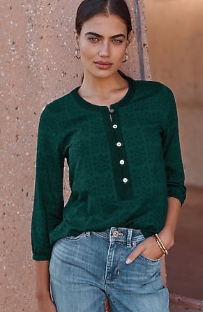 Image for Pure Jill Printed & Embroidered Top