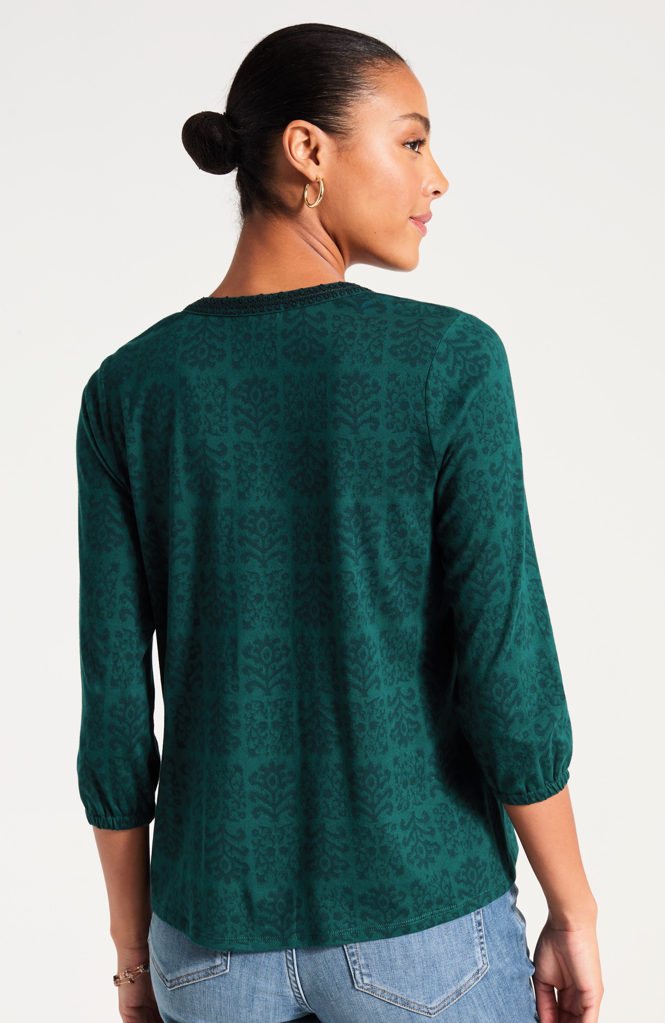 Pure Jill Printed & Embroidered Top