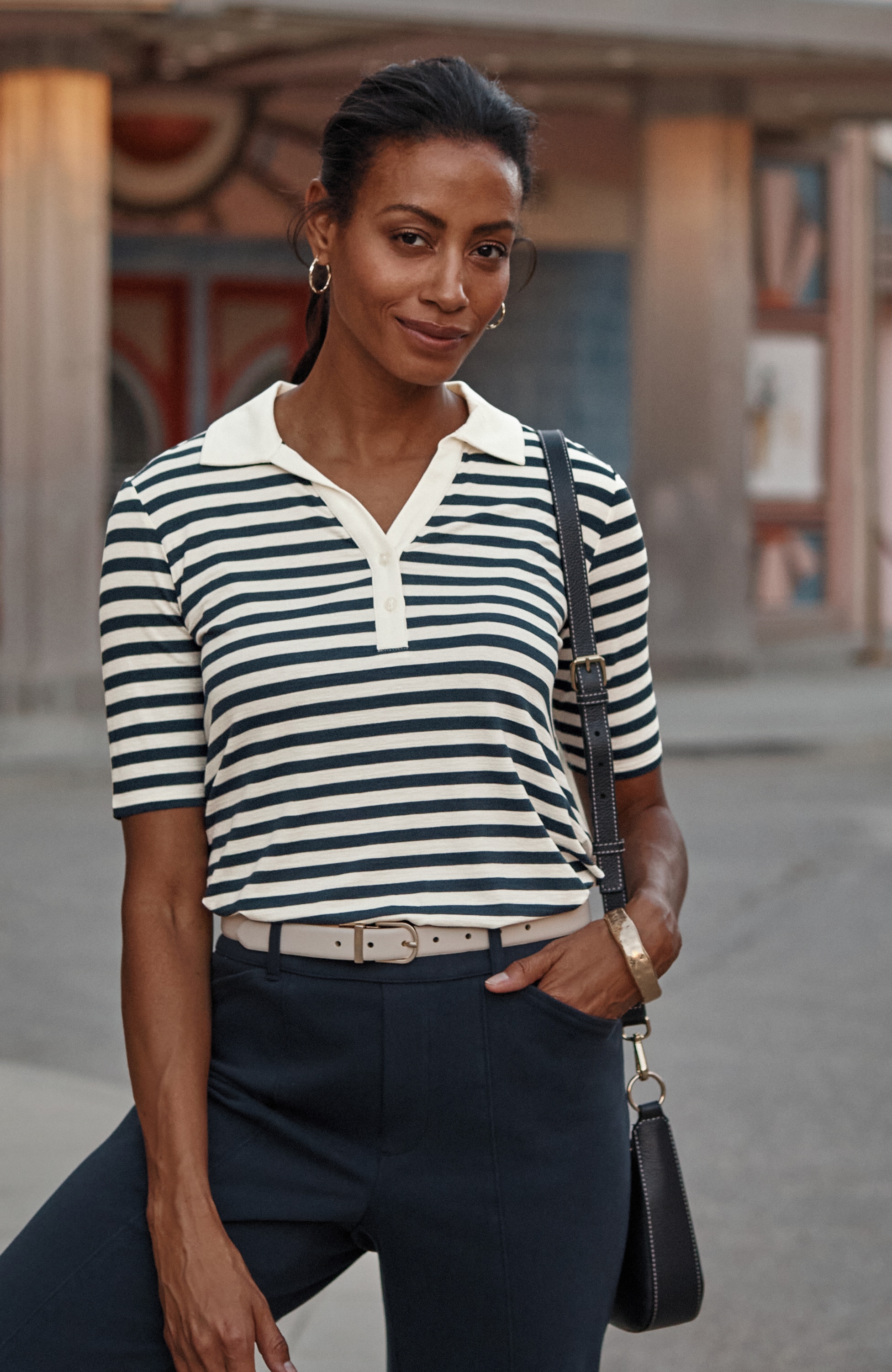 WE SLUB-KNIT A-LINE POLO | JJill