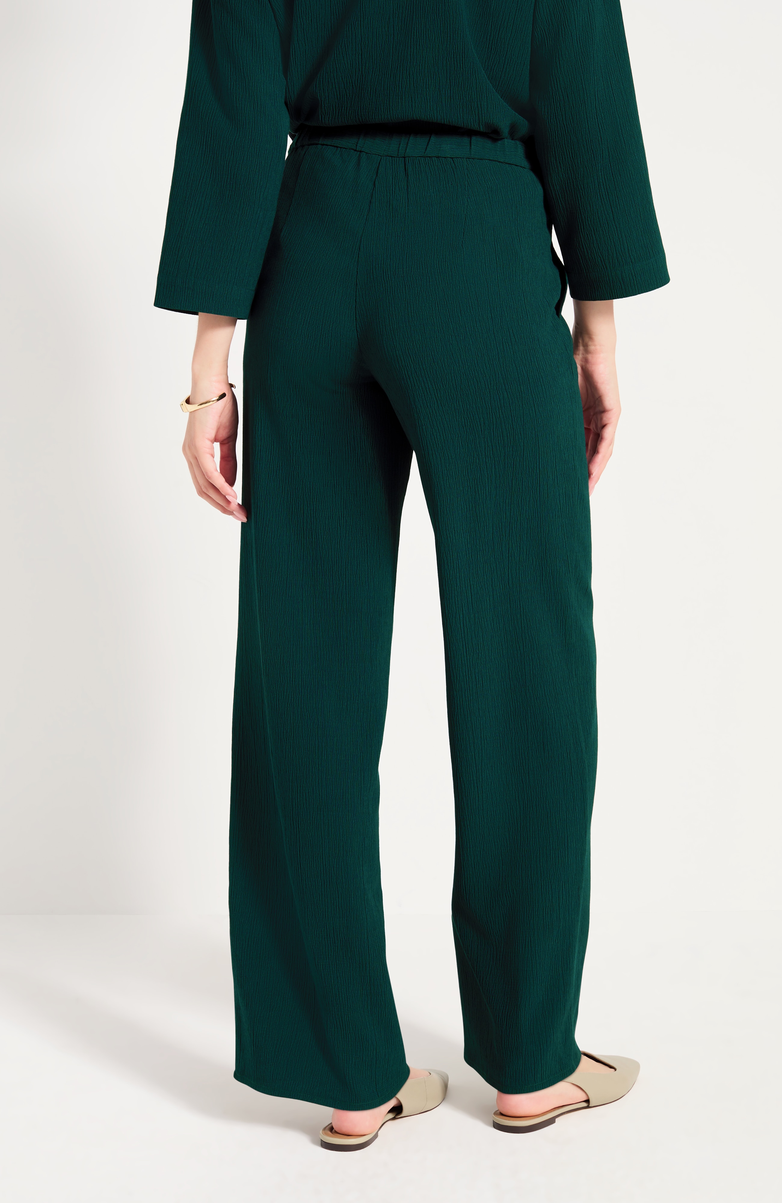 Pure Jill Crinkle-Textured Wide-Leg Pant