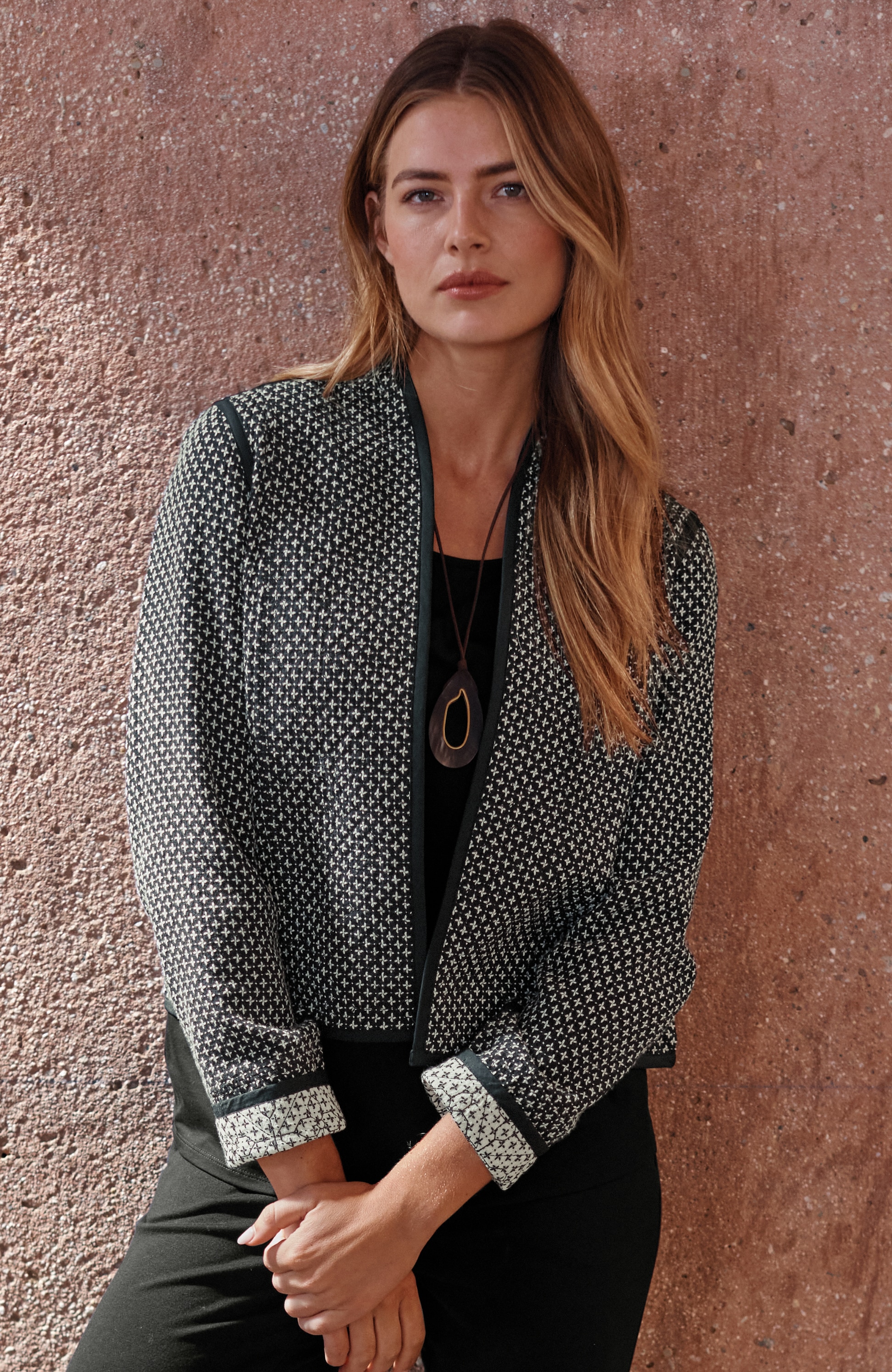 Pure Jill Quilted Open-Front Jacket