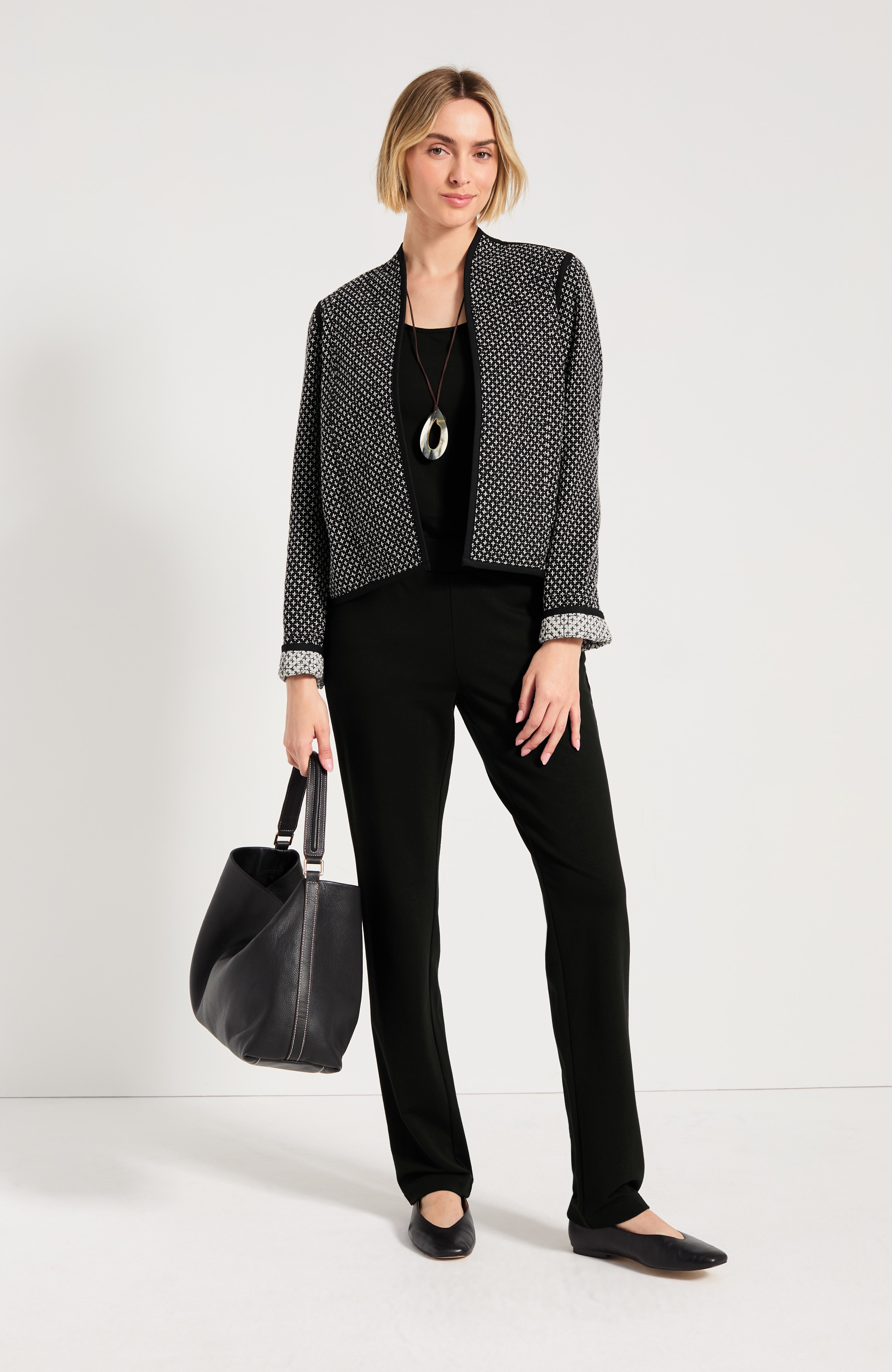 Pure Jill Quilted Open-Front Jacket