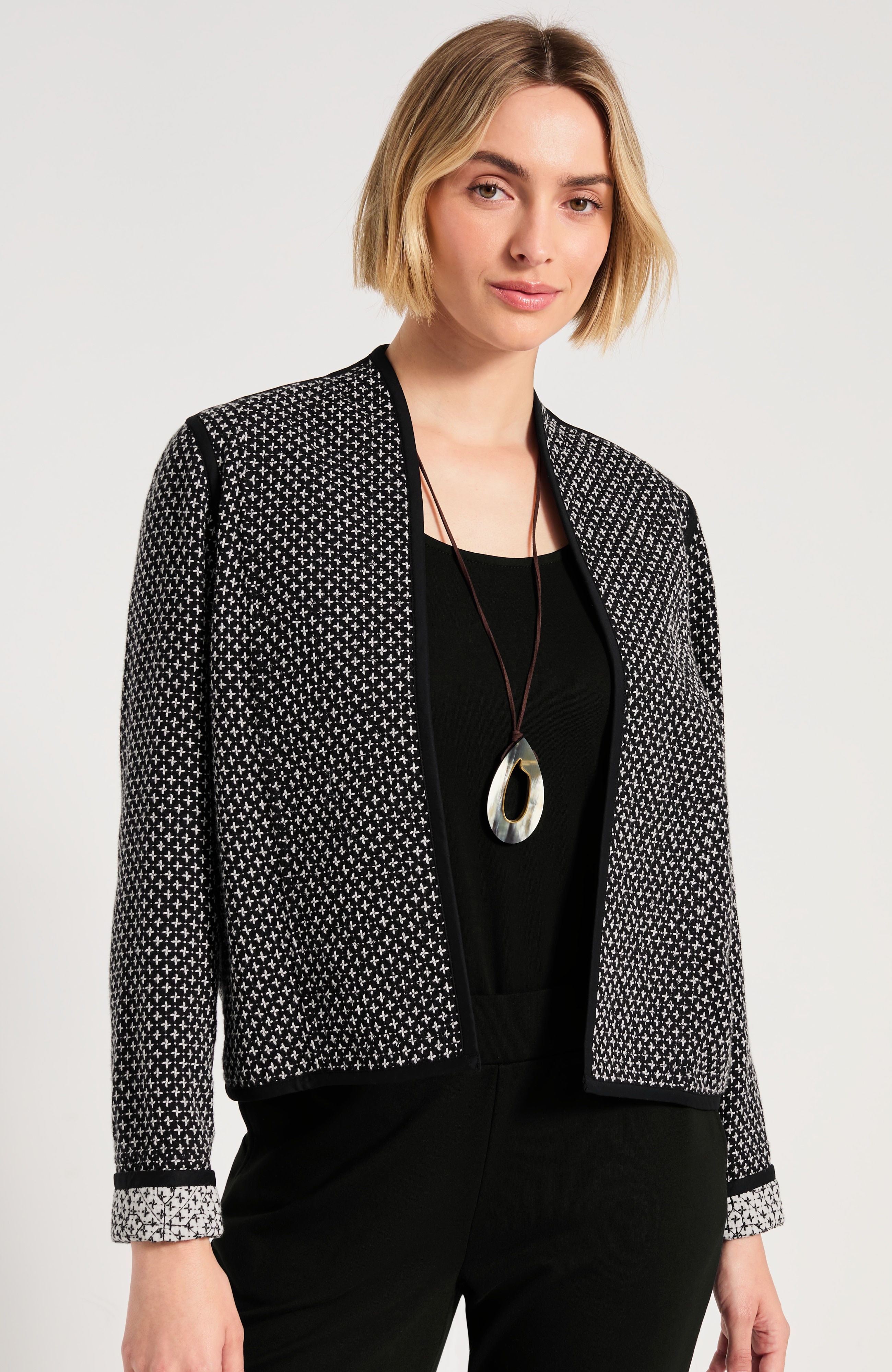 Pure Jill Quilted Open-Front Jacket