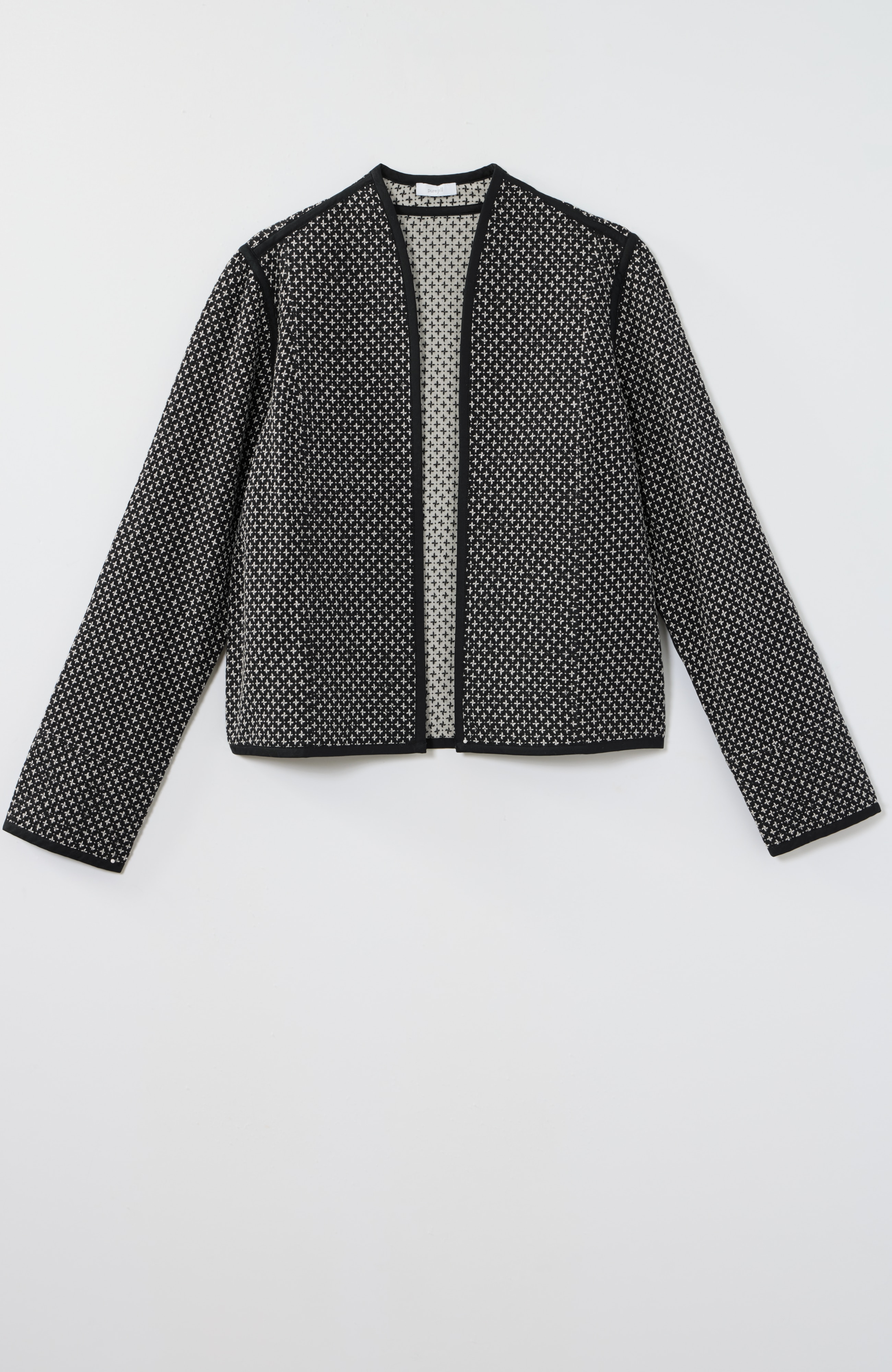 Pure Jill Quilted Open-Front Jacket