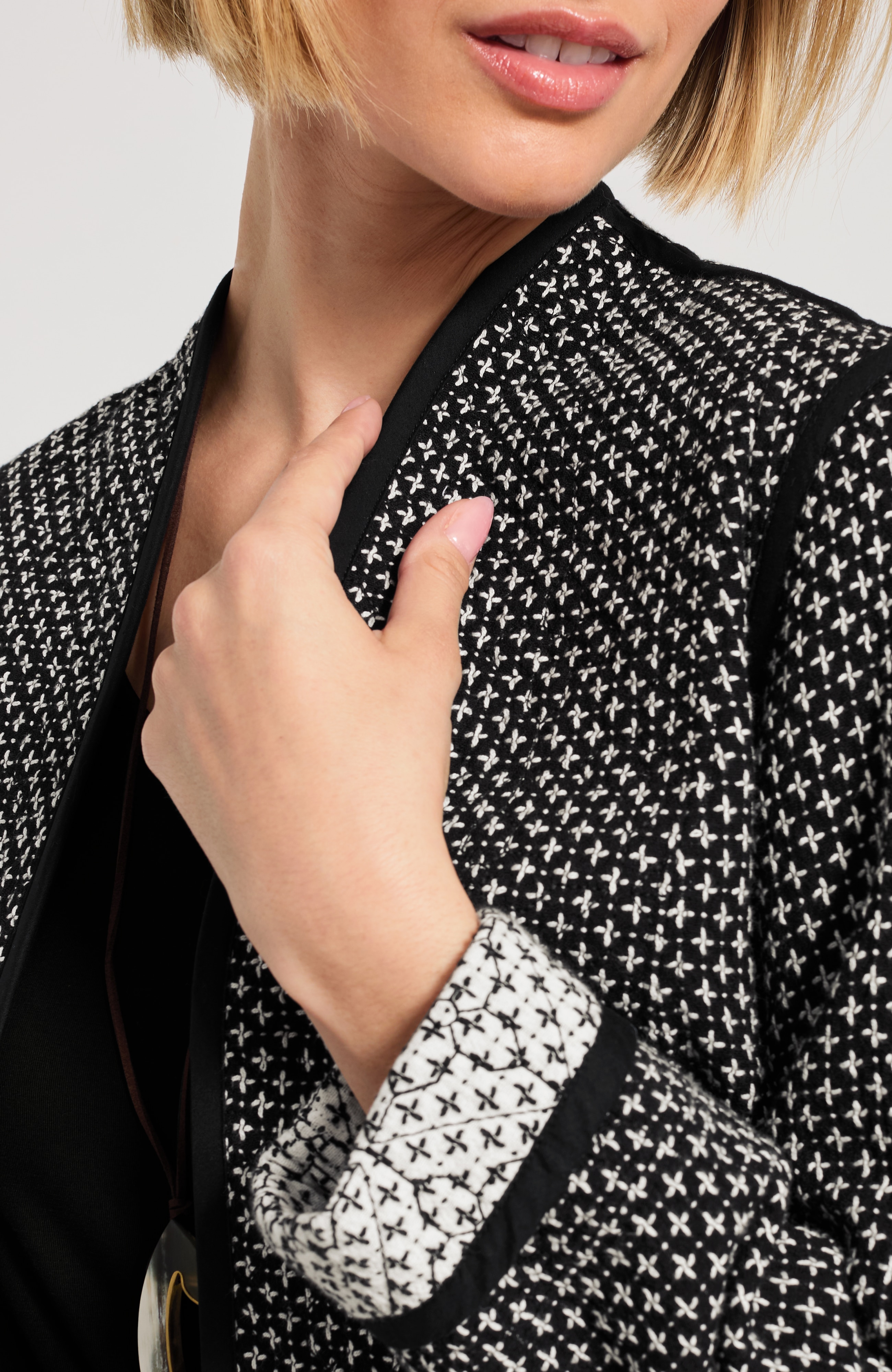 Pure Jill Quilted Open-Front Jacket